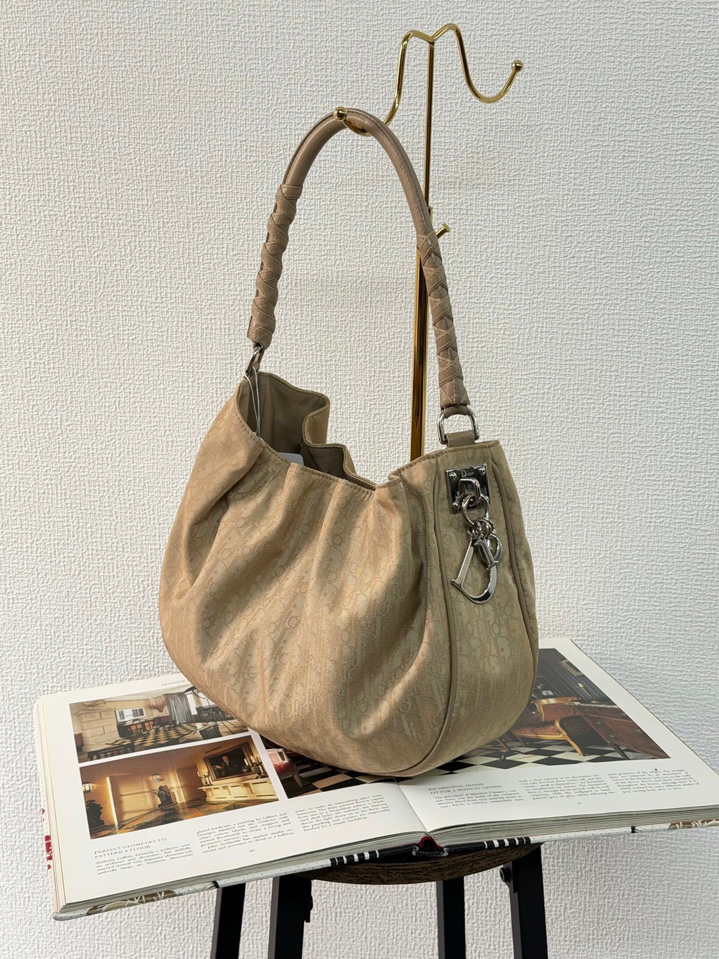Dior Nylon Cream Shoulder Bag