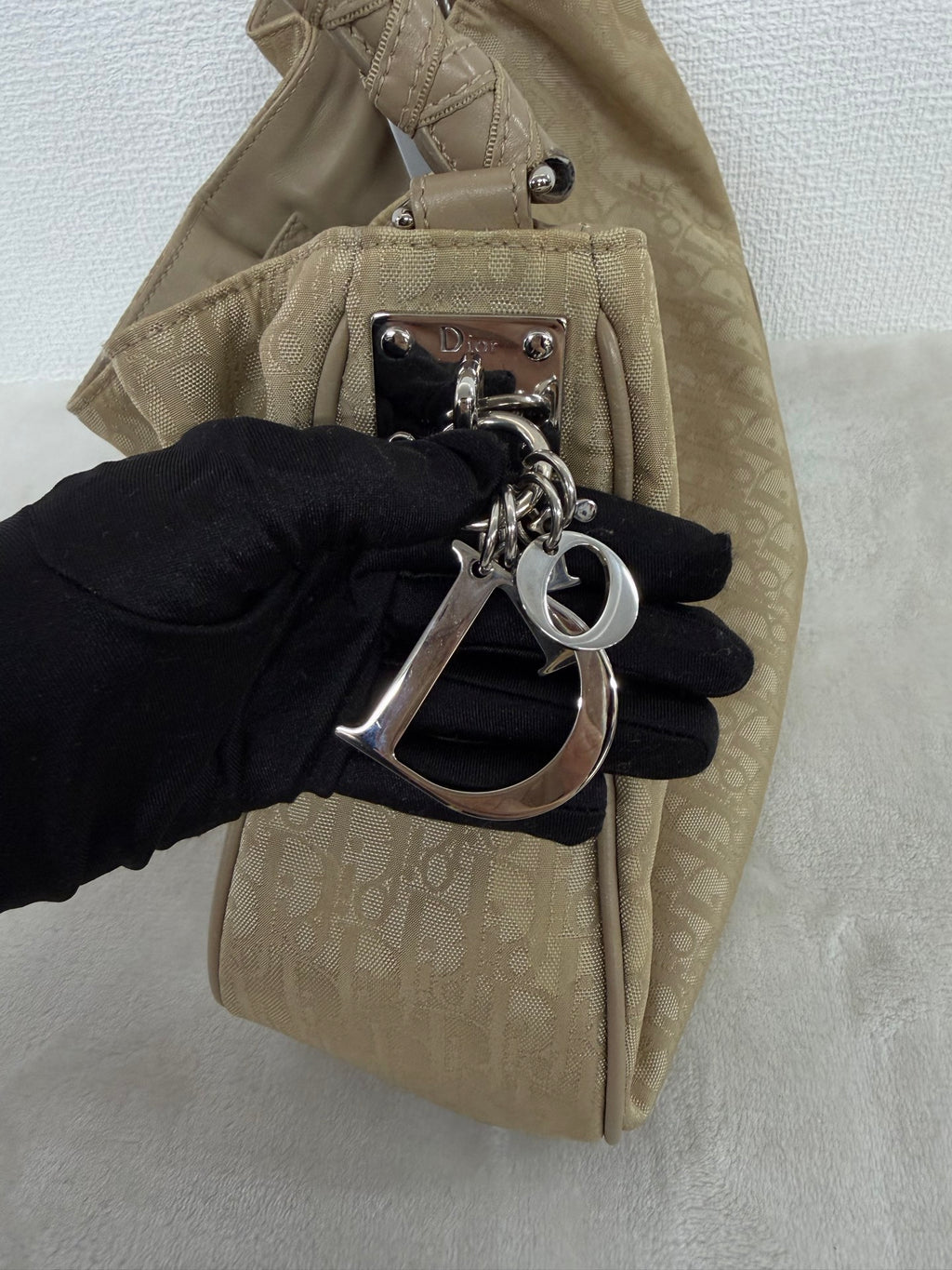Dior Nylon Cream Shoulder Bag