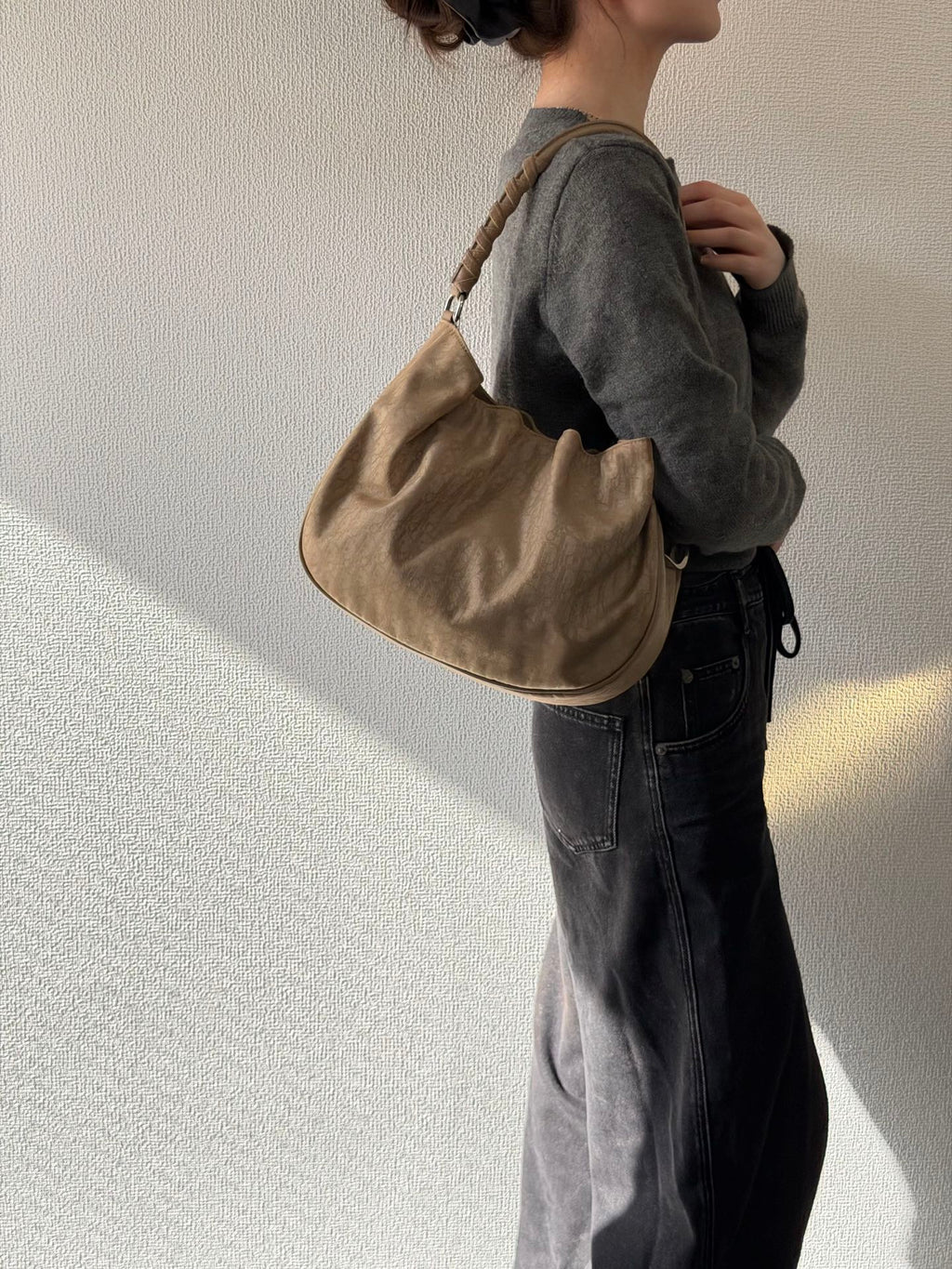 Dior Nylon Cream Shoulder Bag