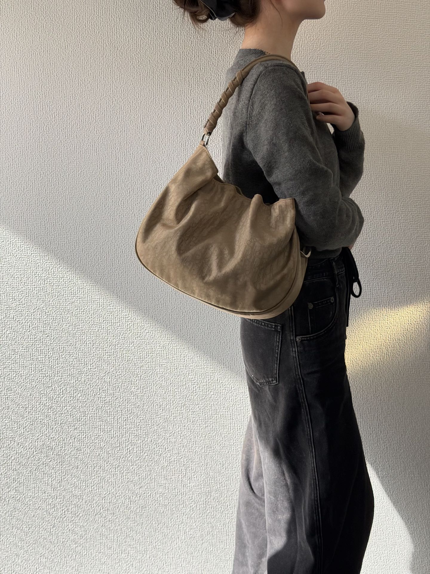 Dior Nylon Cream Shoulder Bag