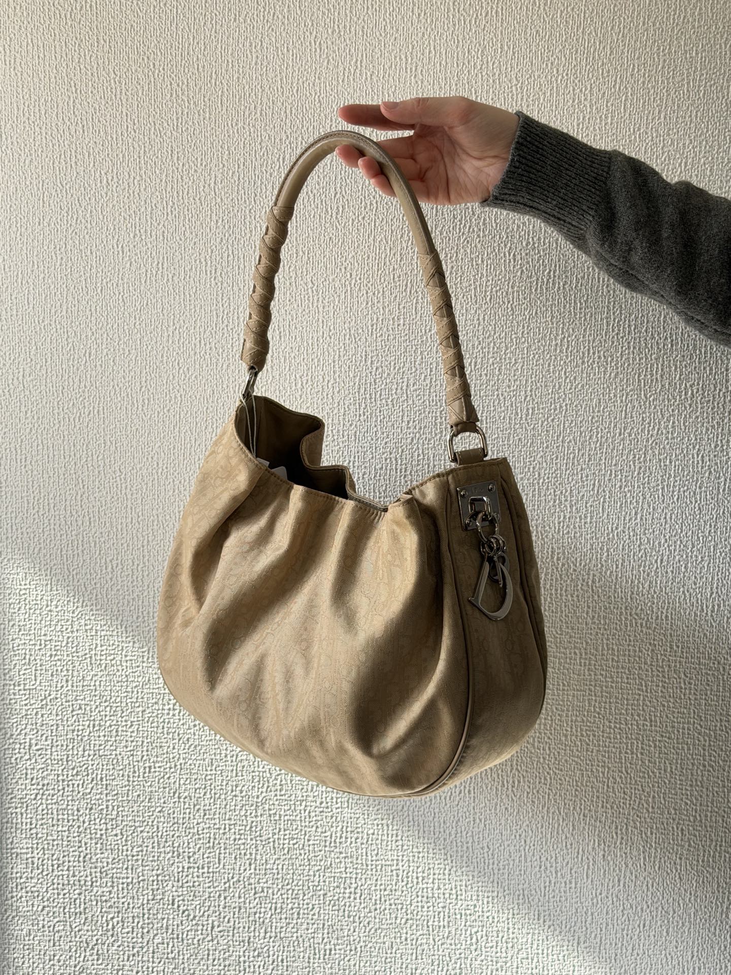 Dior Nylon Cream Shoulder Bag