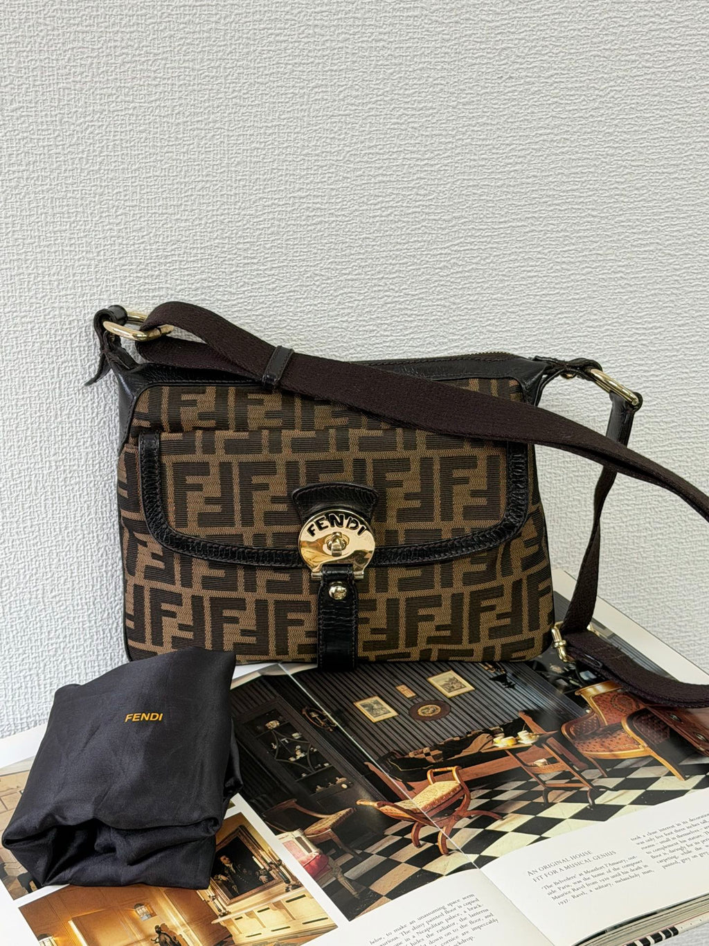 Fendi Zucca Canvas Chef Zip Crossbody Bag