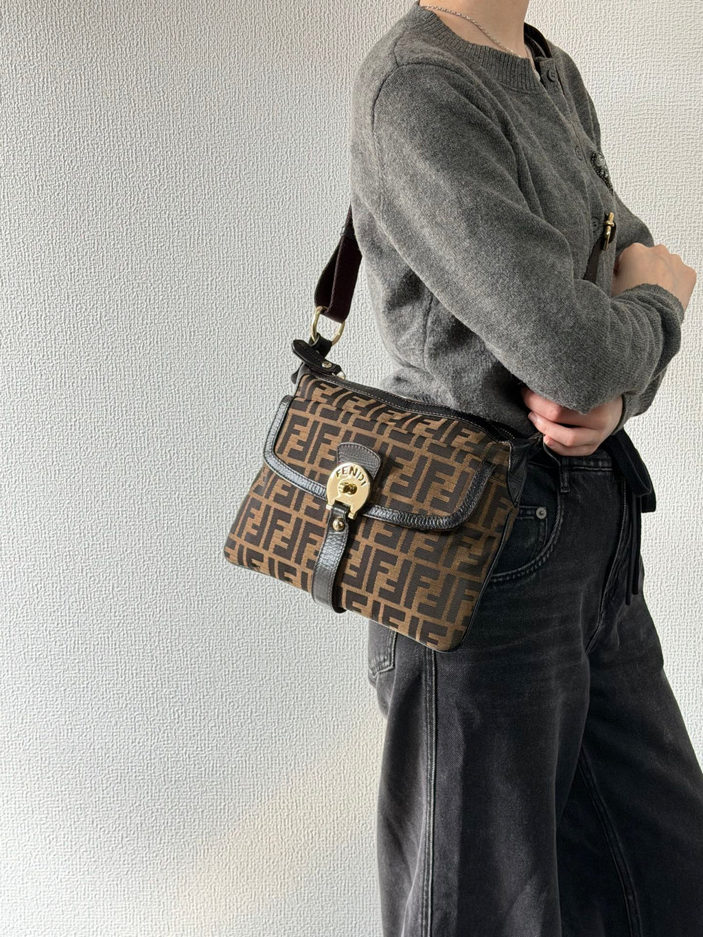 Fendi Zucca Canvas Chef Zip Crossbody Bag