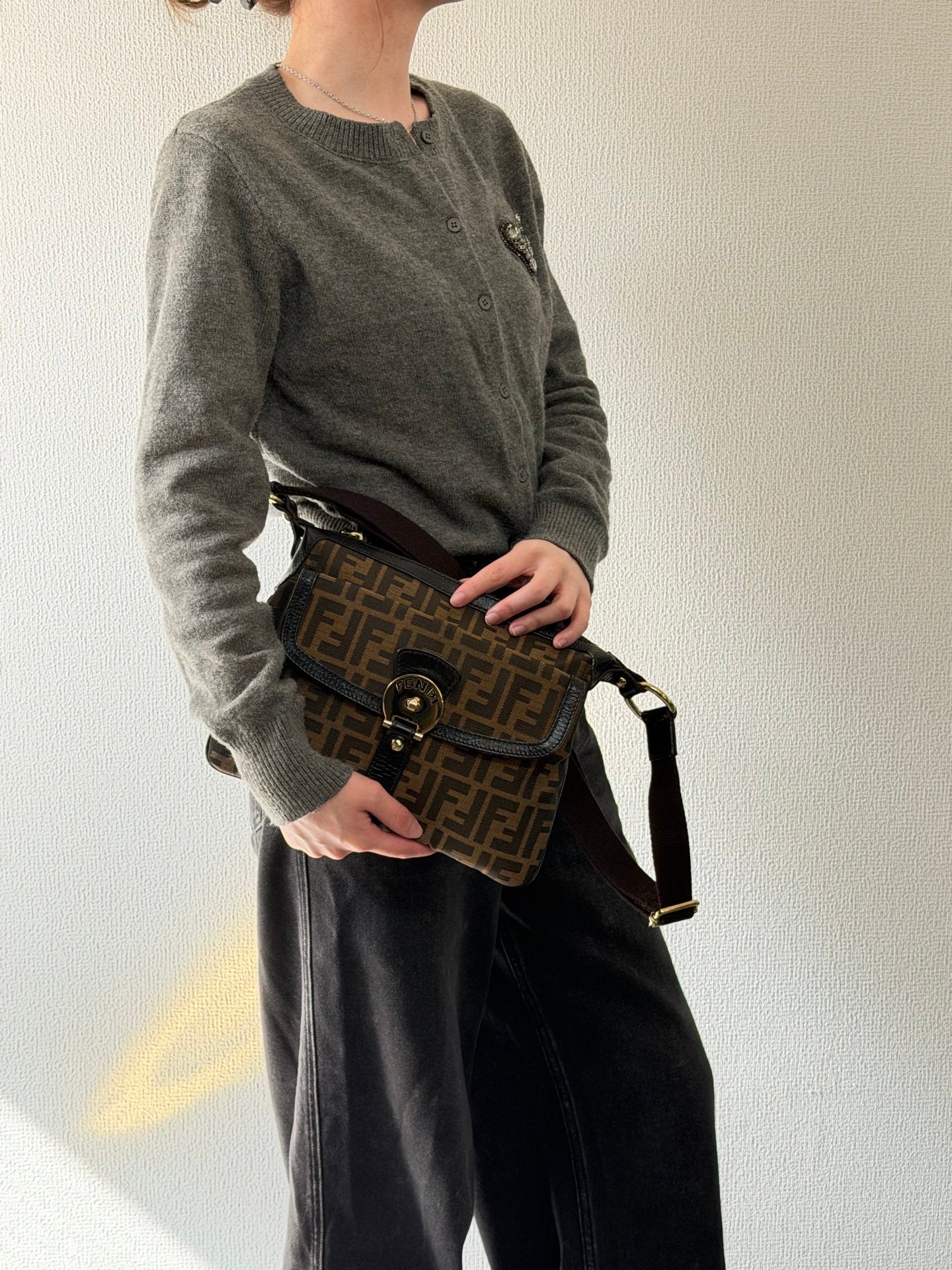 Fendi Zucca Canvas Chef Zip Crossbody Bag