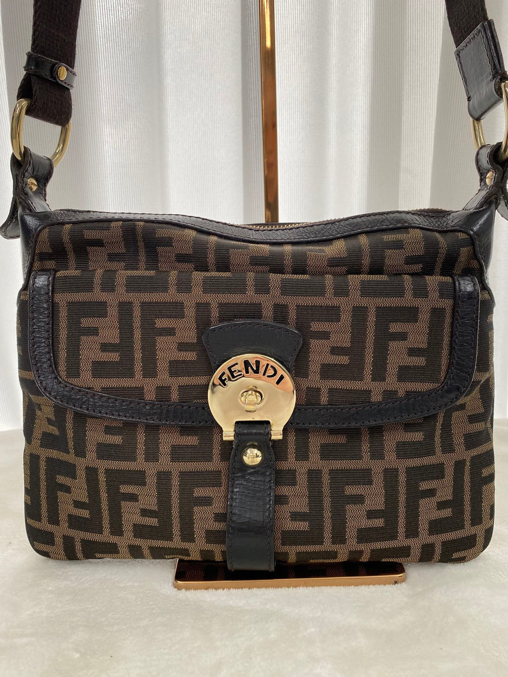Fendi Zucca Canvas Chef Zip Crossbody Bag