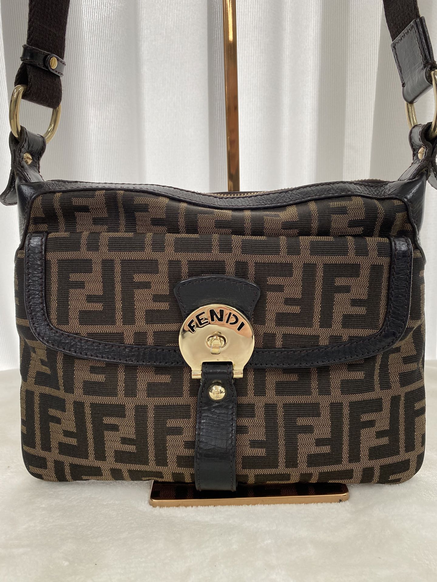 Fendi Zucca Canvas Chef Zip Crossbody Bag