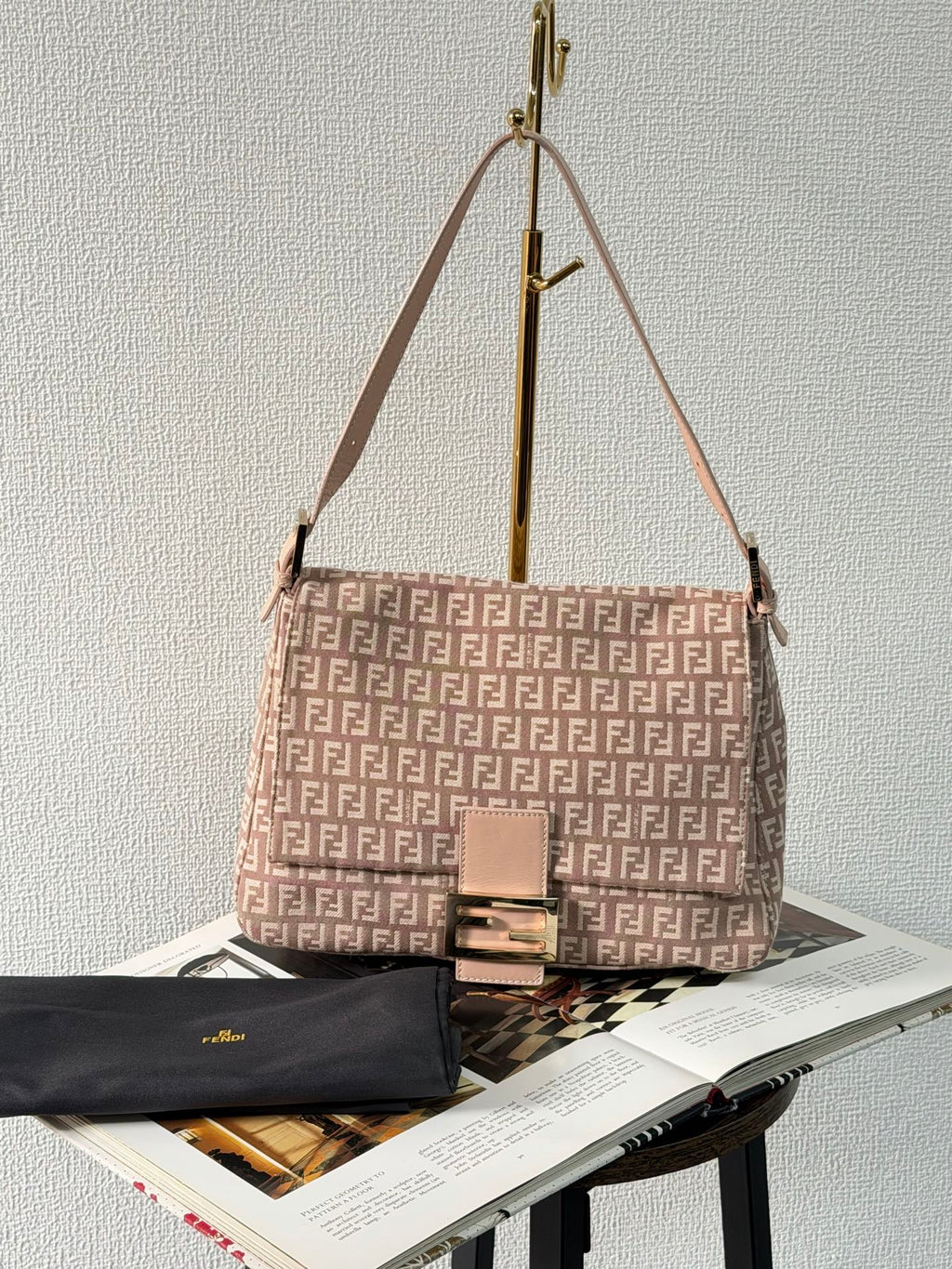 Fendi Zucchino Mama Baguette Shoulder Bag