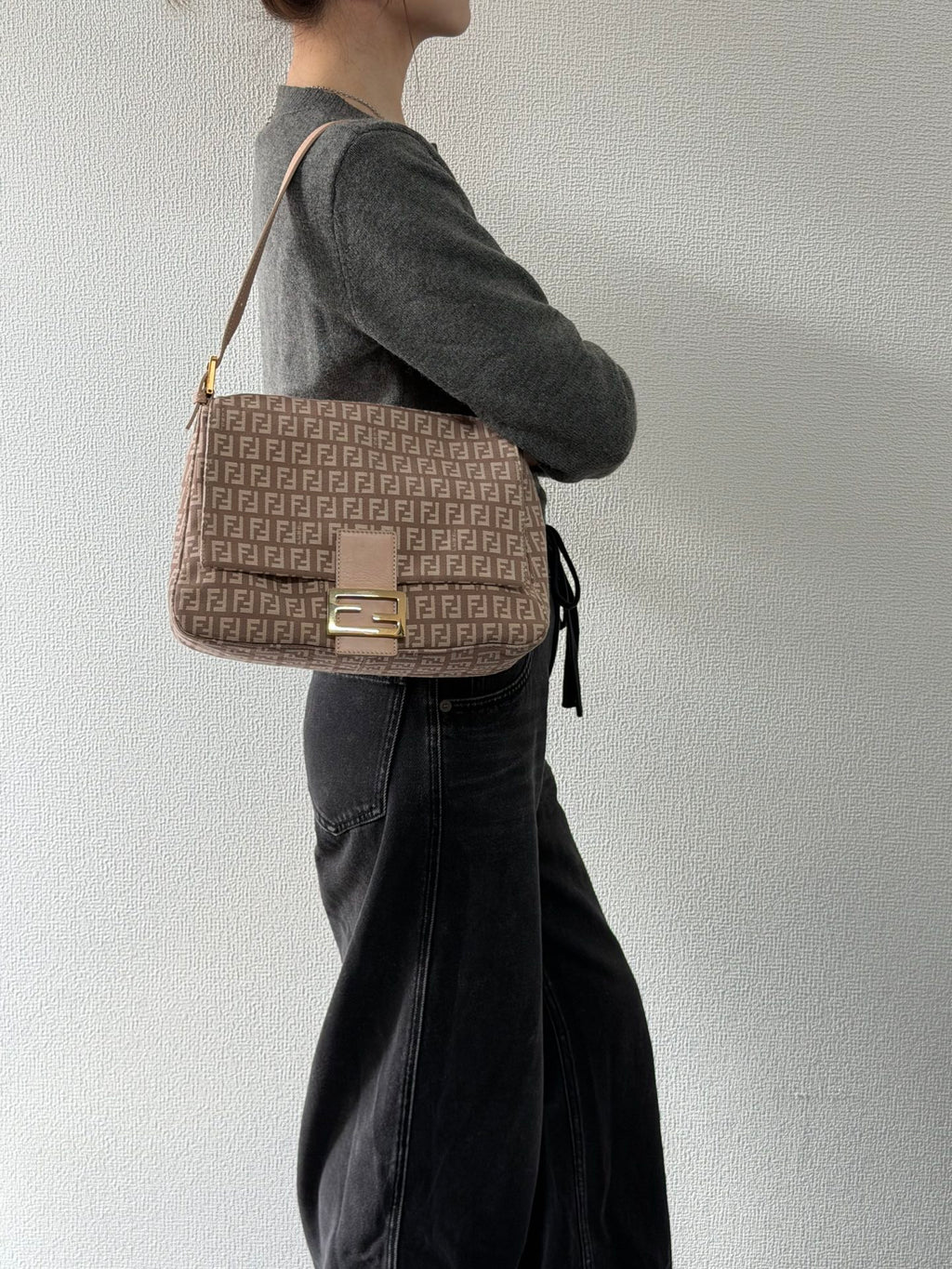 Fendi Zucchino Mama Baguette Shoulder Bag
