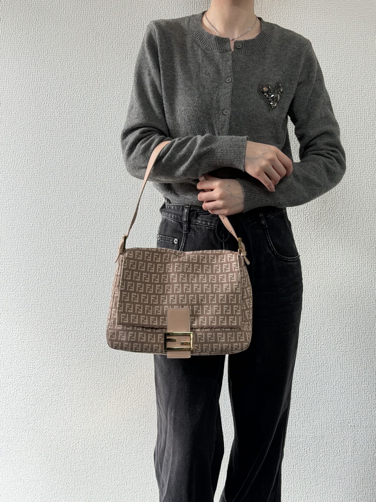 Fendi Zucchino Mama Baguette Shoulder Bag