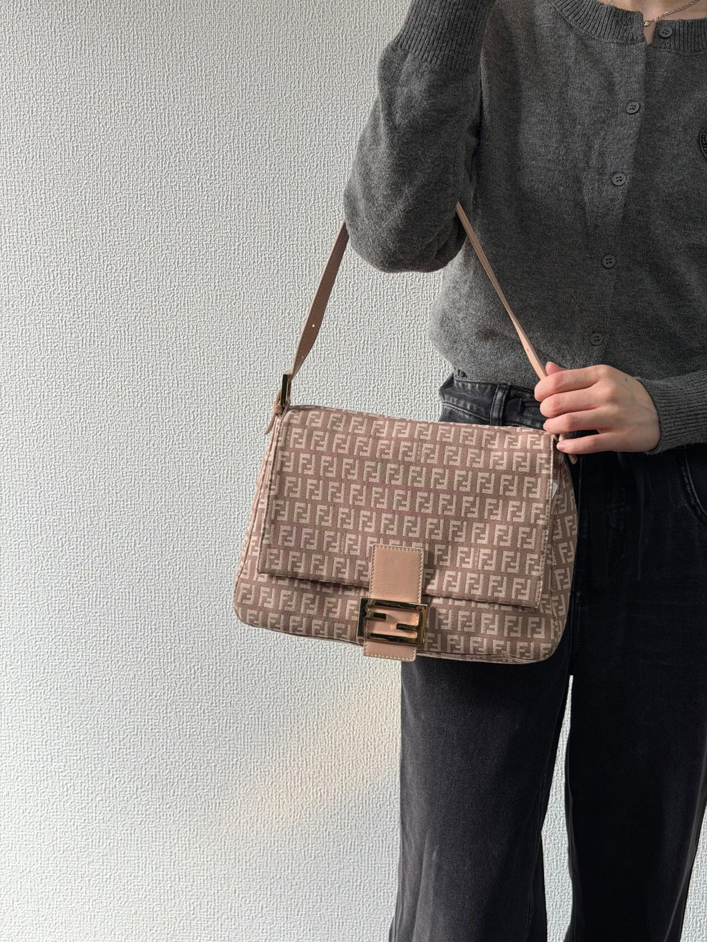 Fendi Zucchino Mama Baguette Shoulder Bag