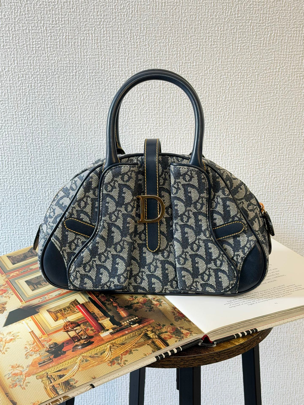 Dior Monogram Mini Saddle Bowler Navy