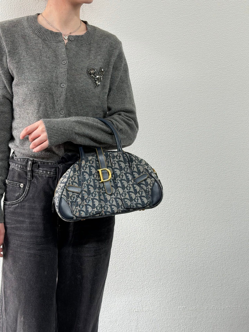 Dior Monogram Mini Saddle Bowler Navy