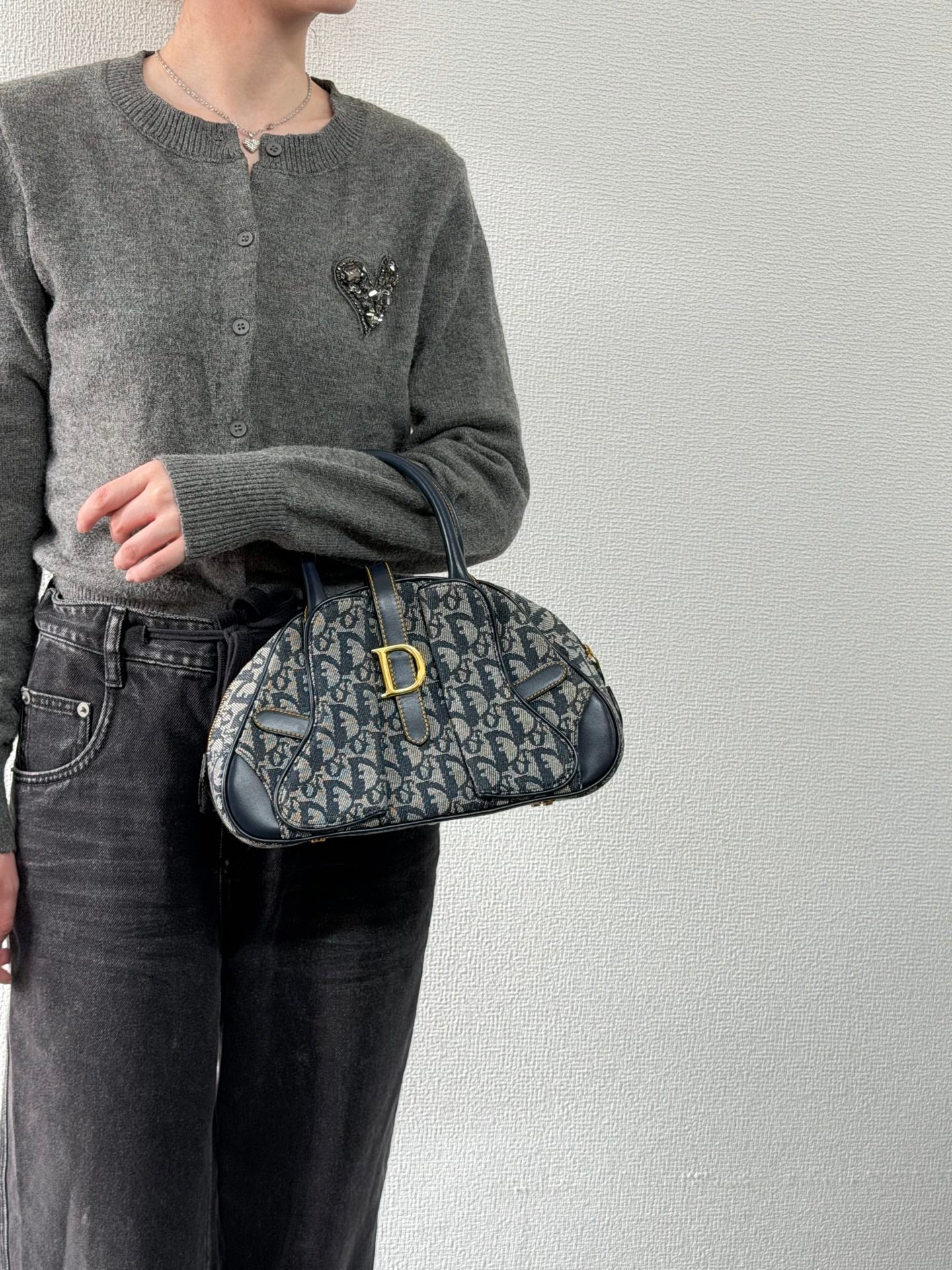 Dior Monogram Mini Saddle Bowler Navy