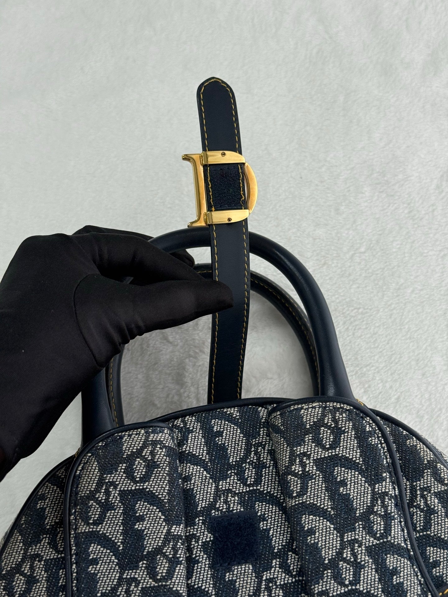 Dior Monogram Mini Saddle Bowler Navy