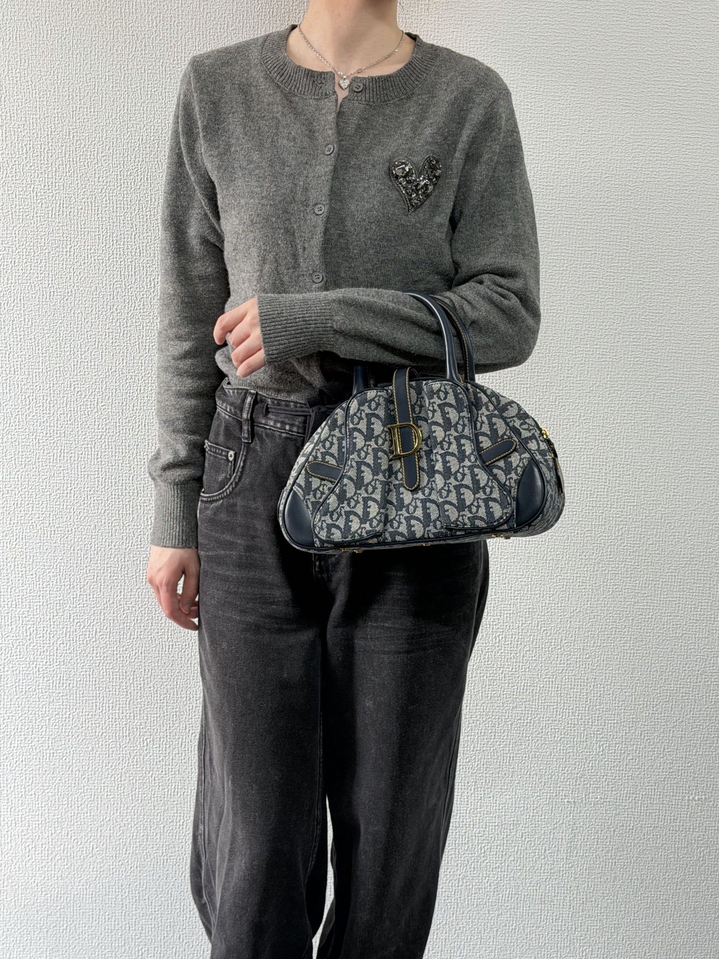 Dior Monogram Mini Saddle Bowler Navy