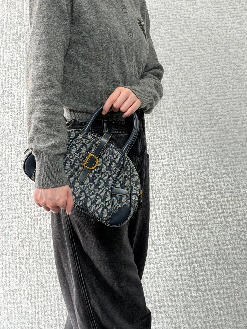 Dior Monogram Mini Saddle Bowler Navy