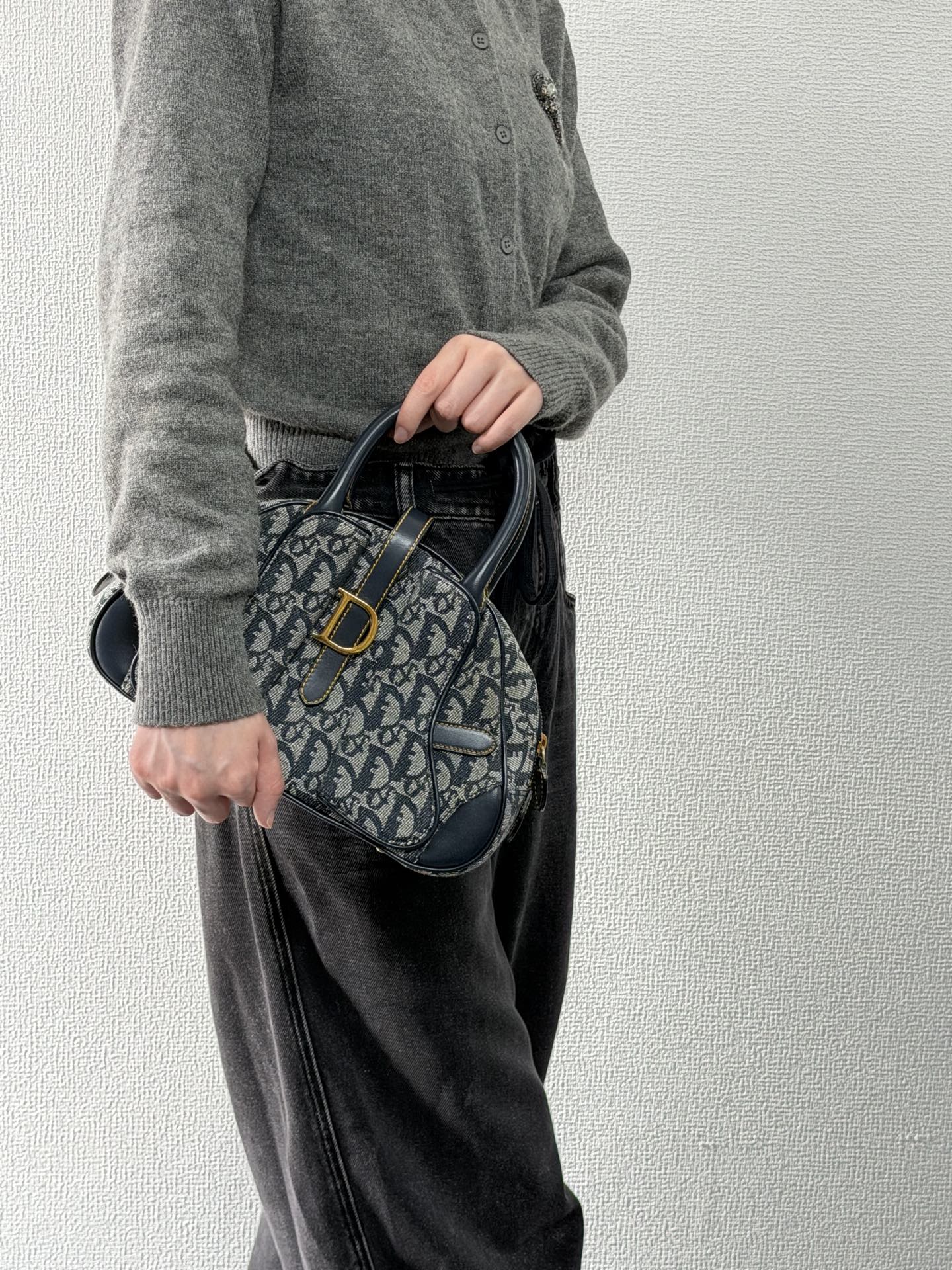 Dior Monogram Mini Saddle Bowler Navy