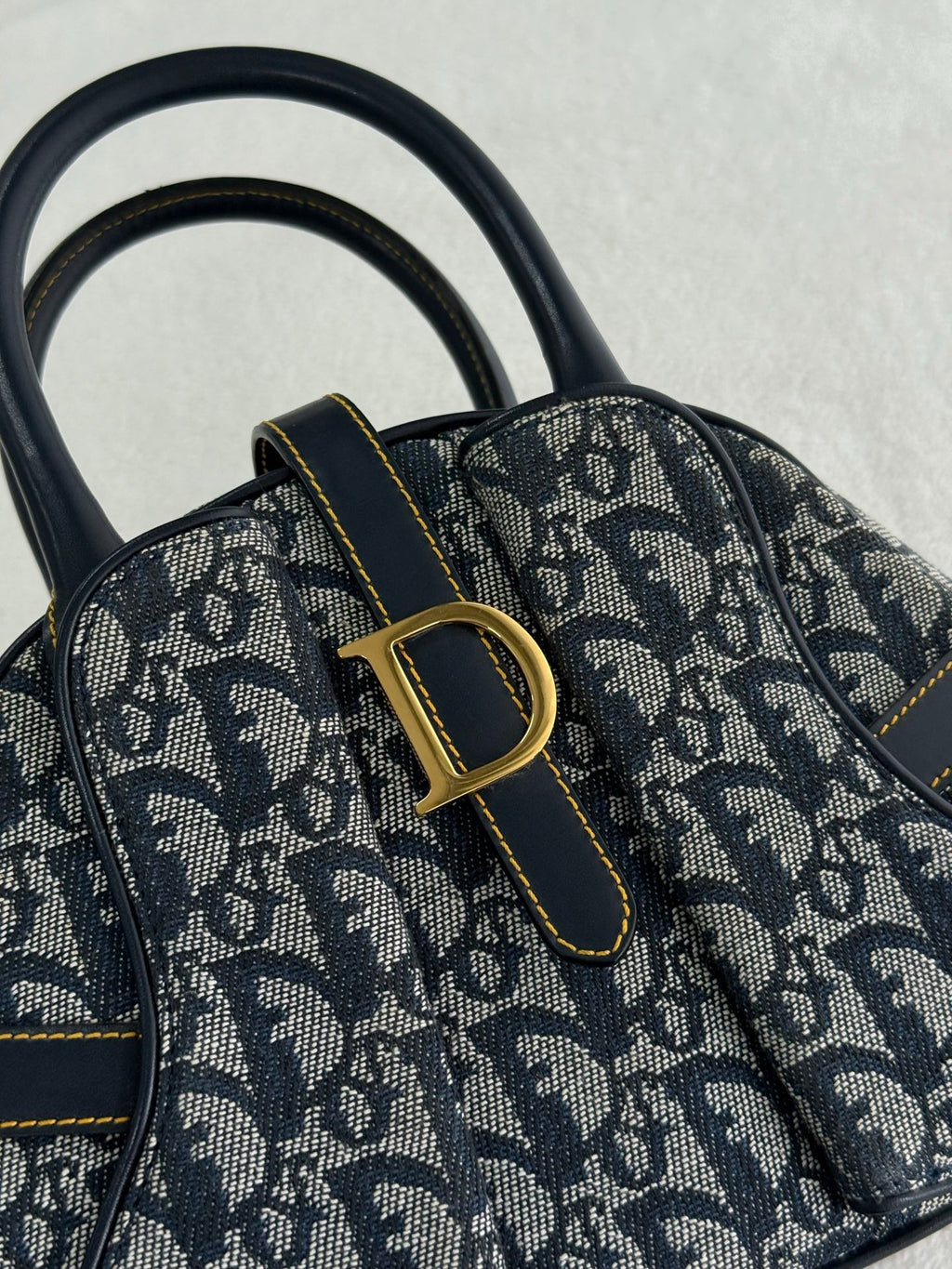 Dior Monogram Mini Saddle Bowler Navy