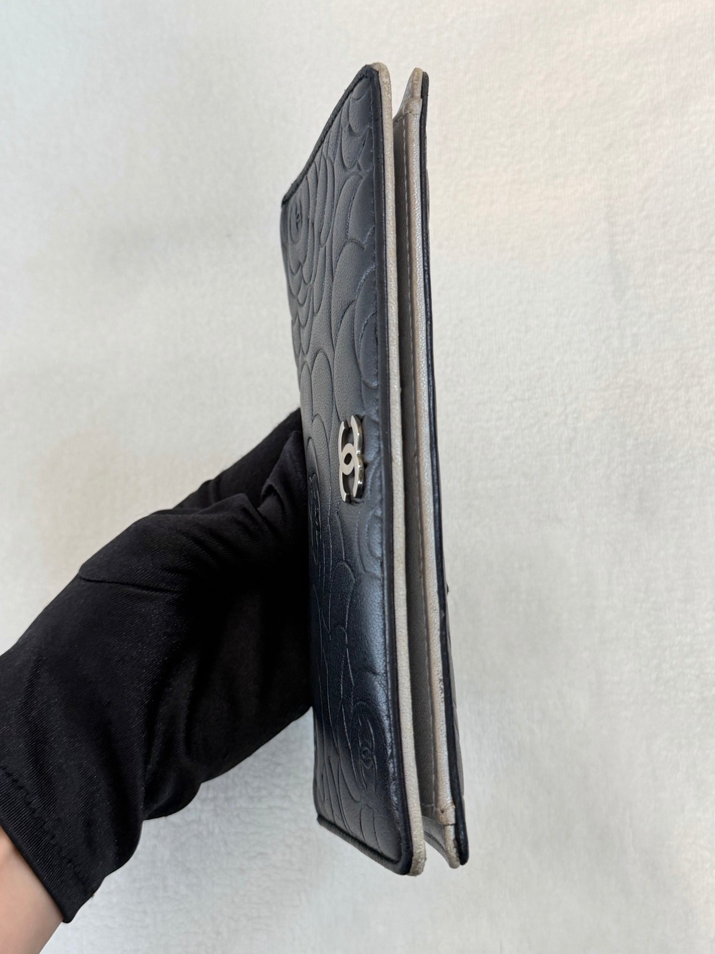 CHANEL Patent Camellia Bifold Wallet