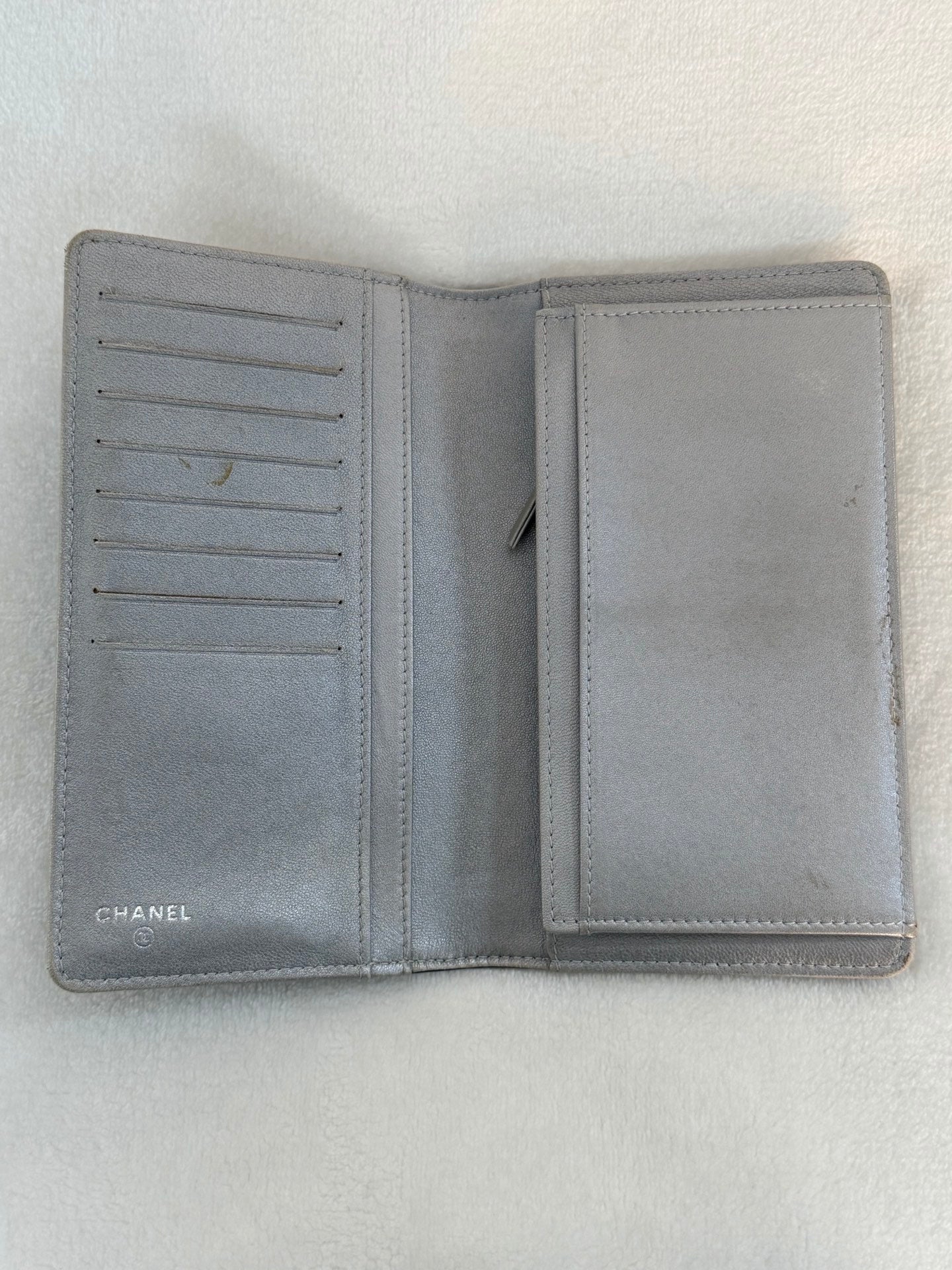 CHANEL Patent Camellia Bifold Wallet