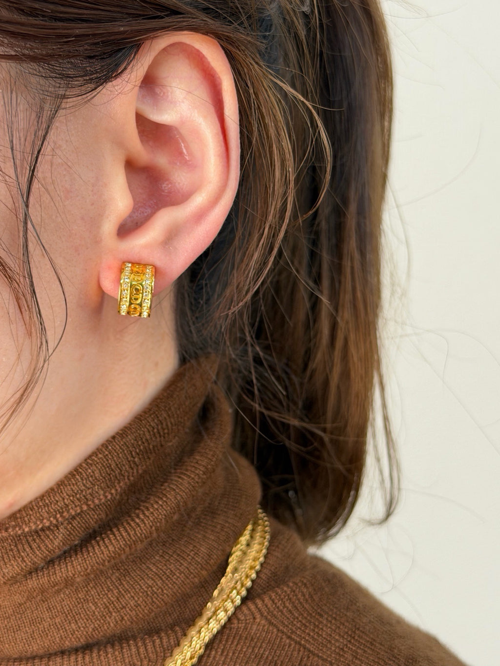 CHRISTIAN DIOR Rhinestone Earring