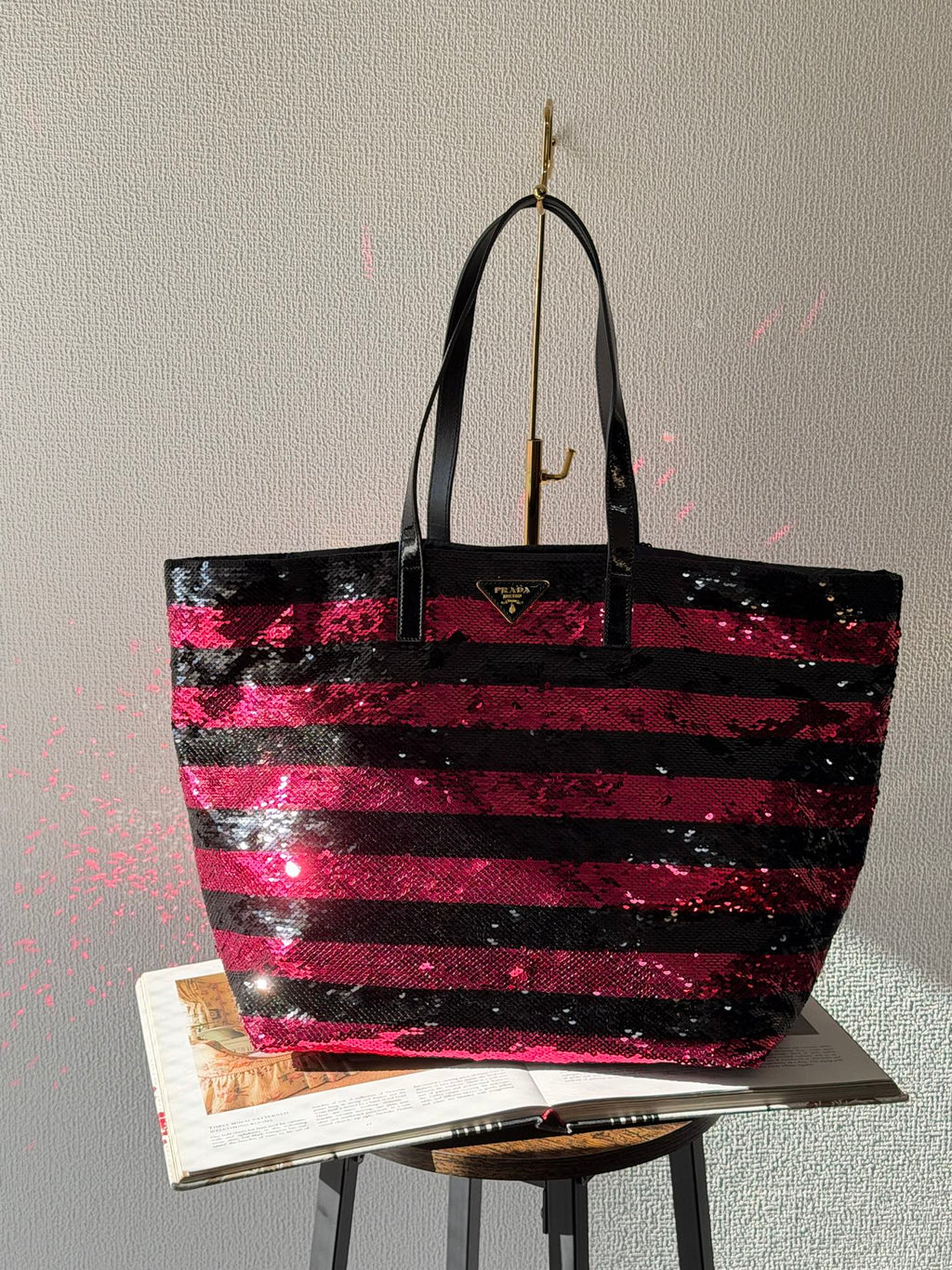 PRADA Sequin Stripe  Totebag
