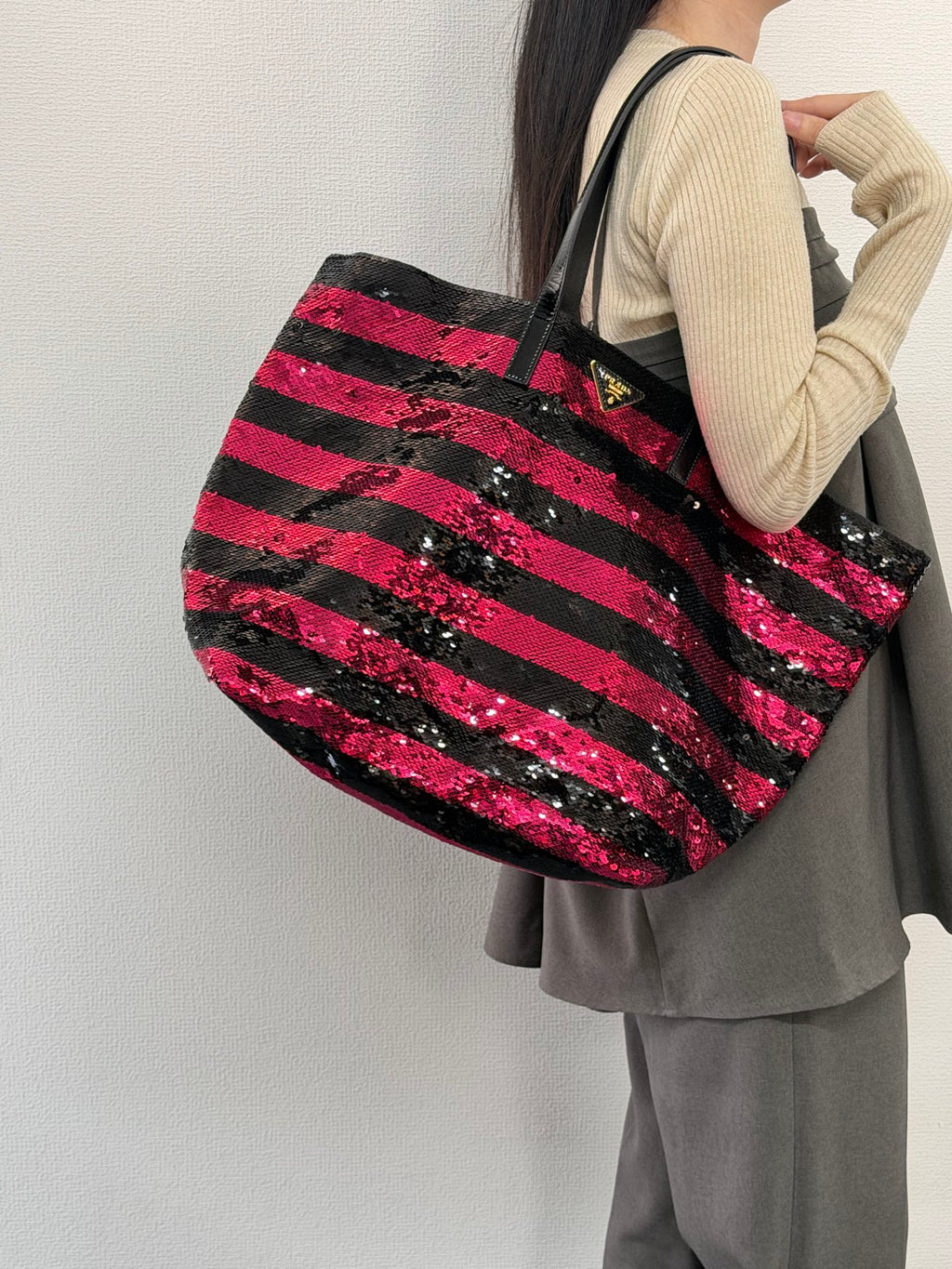 PRADA Sequin Stripe  Totebag