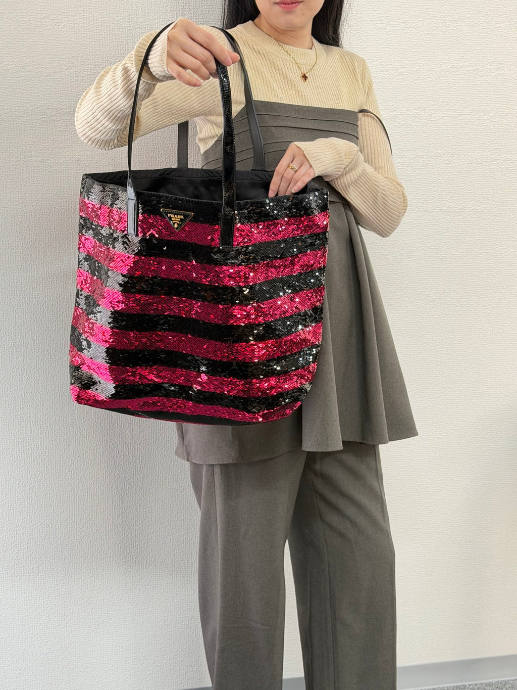 PRADA Sequin Stripe  Totebag