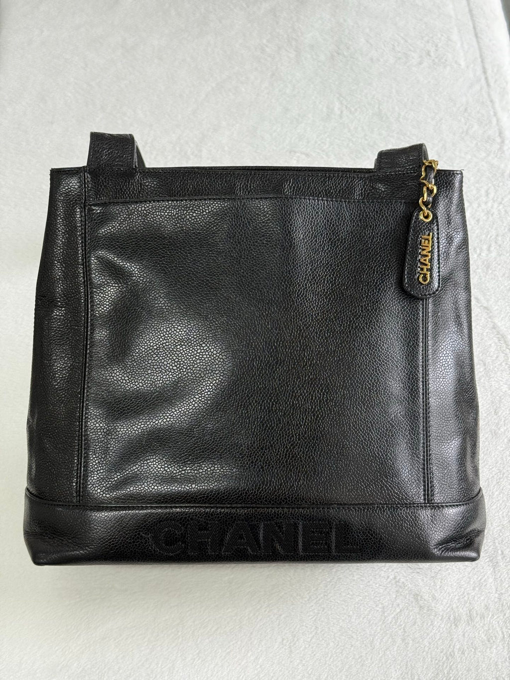 Authentic Chanel Caviar Leather Tote Shoulder Bag