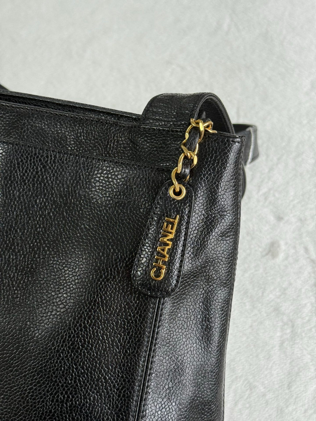 Authentic Chanel Caviar Leather Tote Shoulder Bag