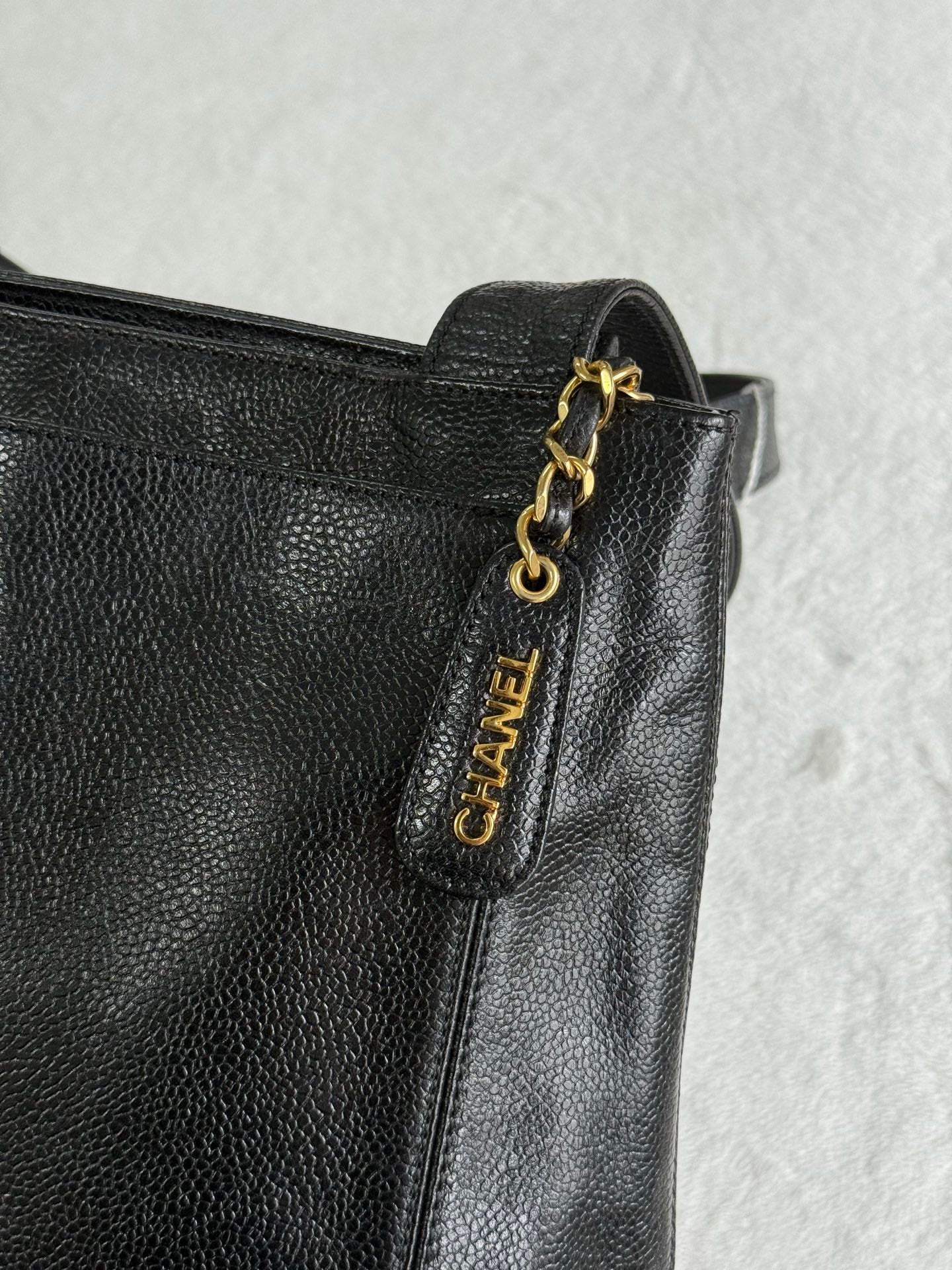 Authentic Chanel Caviar Leather Tote Shoulder Bag