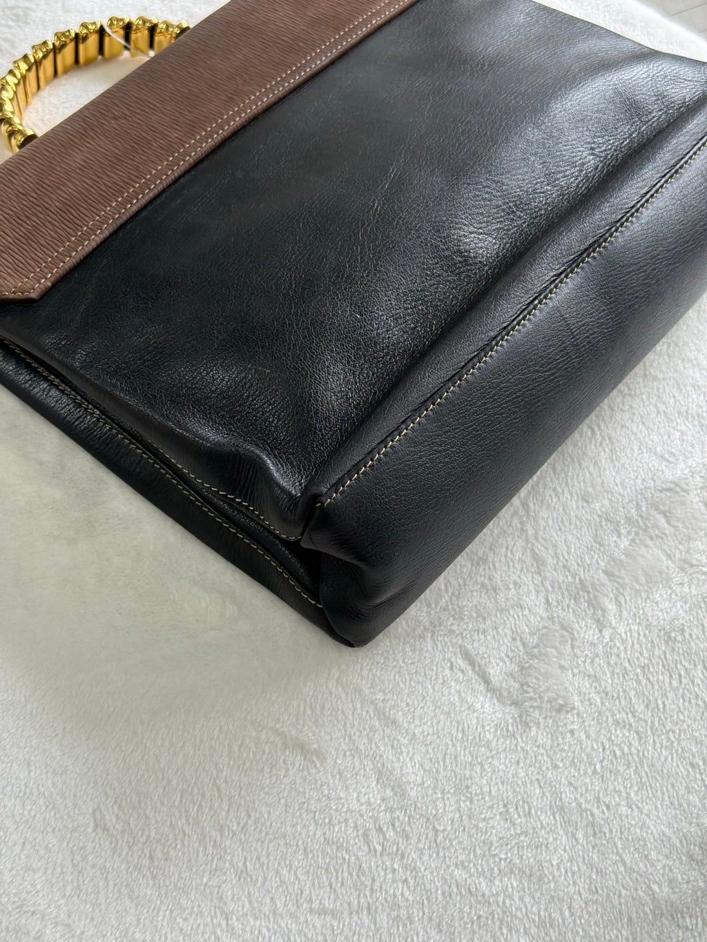 LOEWE Twisted handle 2WAY Shoulder bag Handbag Brown black Leather Gold