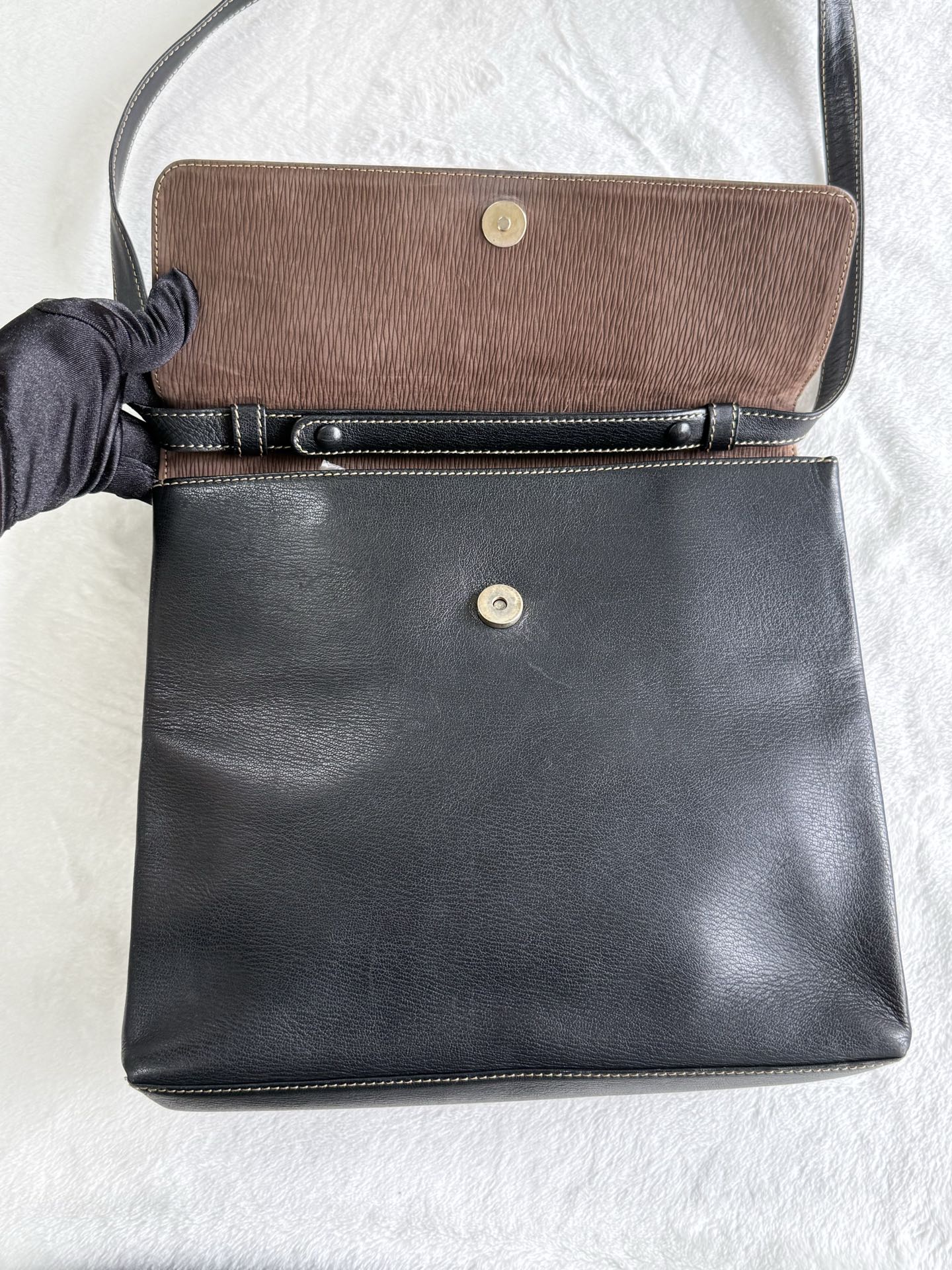 LOEWE Twisted handle 2WAY Shoulder bag Handbag Brown black Leather Gold