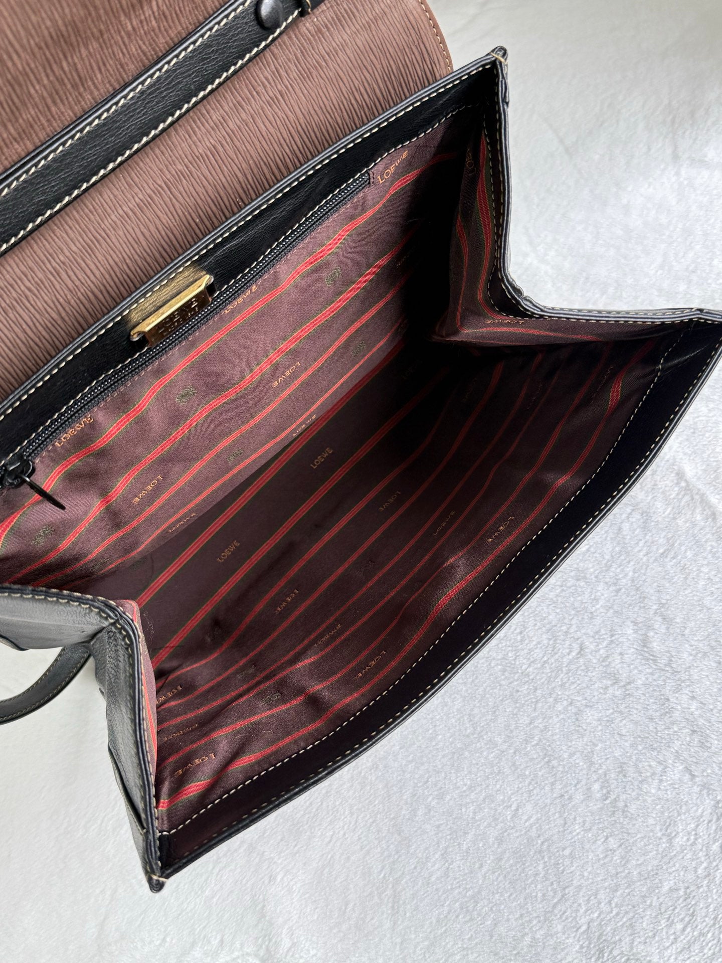 LOEWE Twisted handle 2WAY Shoulder bag Handbag Brown black Leather Gold