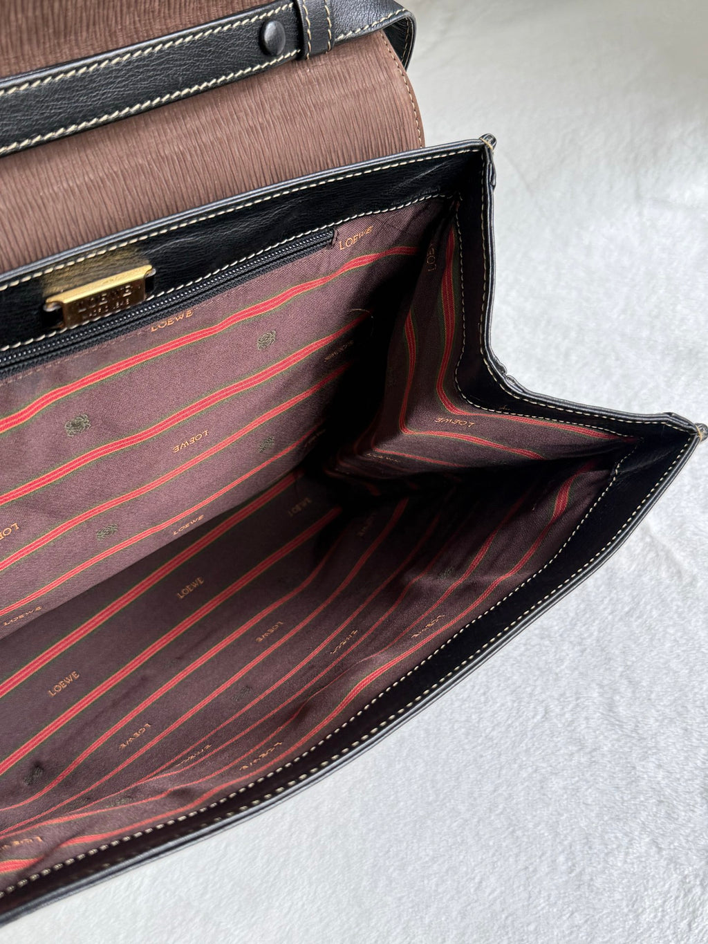 LOEWE Twisted handle 2WAY Shoulder bag Handbag Brown black Leather Gold
