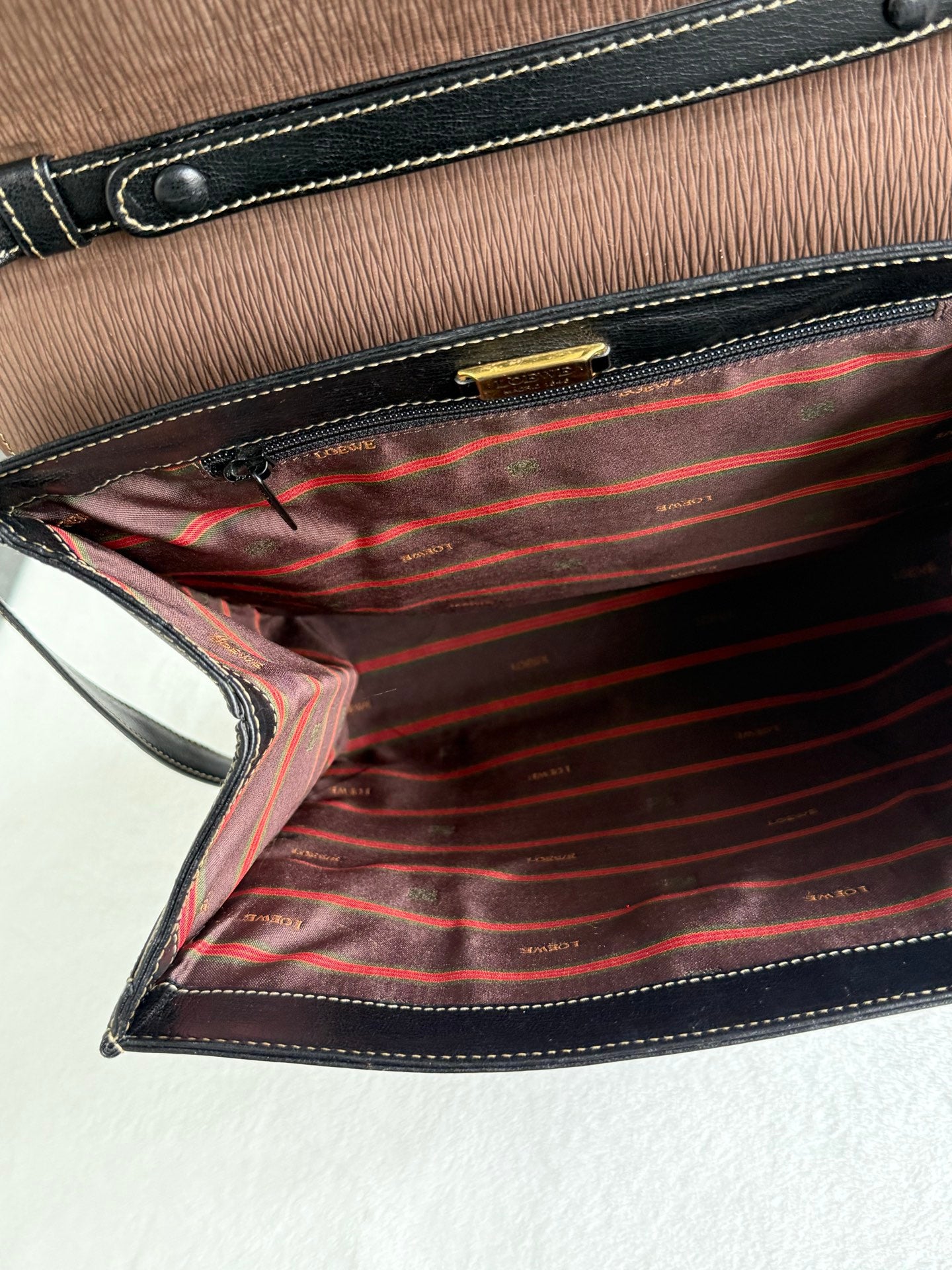 LOEWE Twisted handle 2WAY Shoulder bag Handbag Brown black Leather Gold