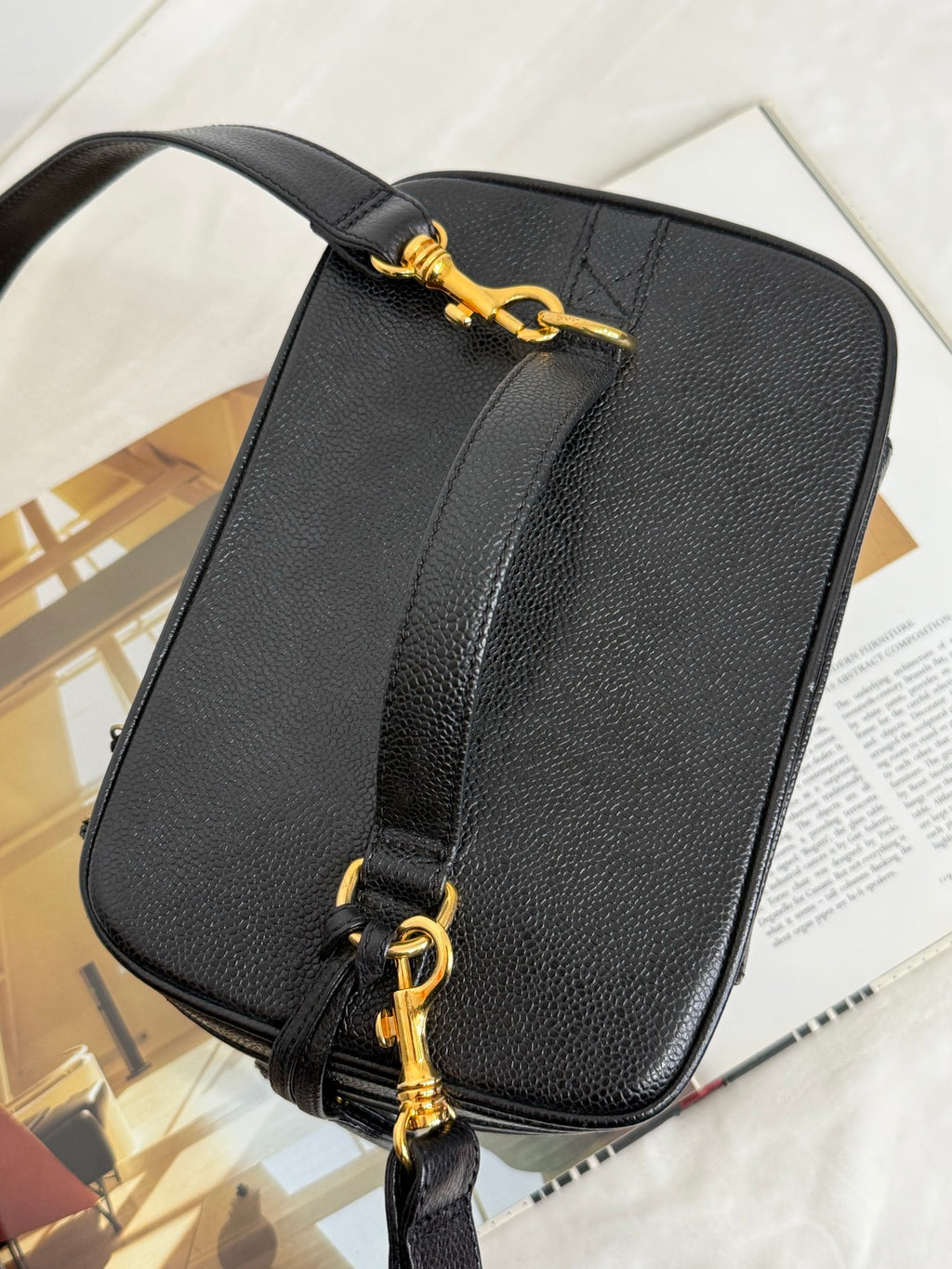 CHANEL CC Logo Vanity 2Way Hand Bag Grained Calfskin Leather BK GHW VTG