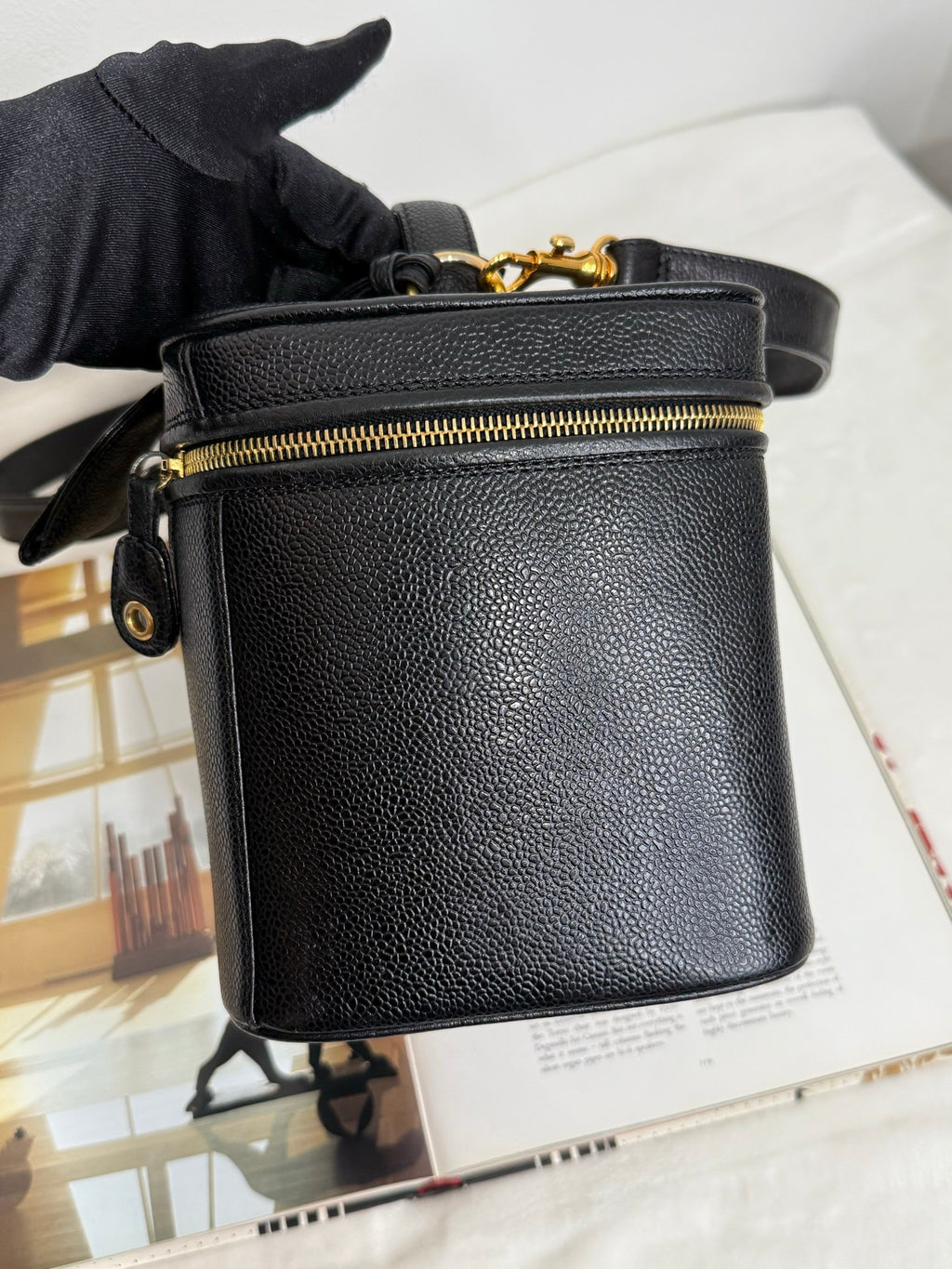 CHANEL CC Logo Vanity 2Way Hand Bag Grained Calfskin Leather BK GHW VTG