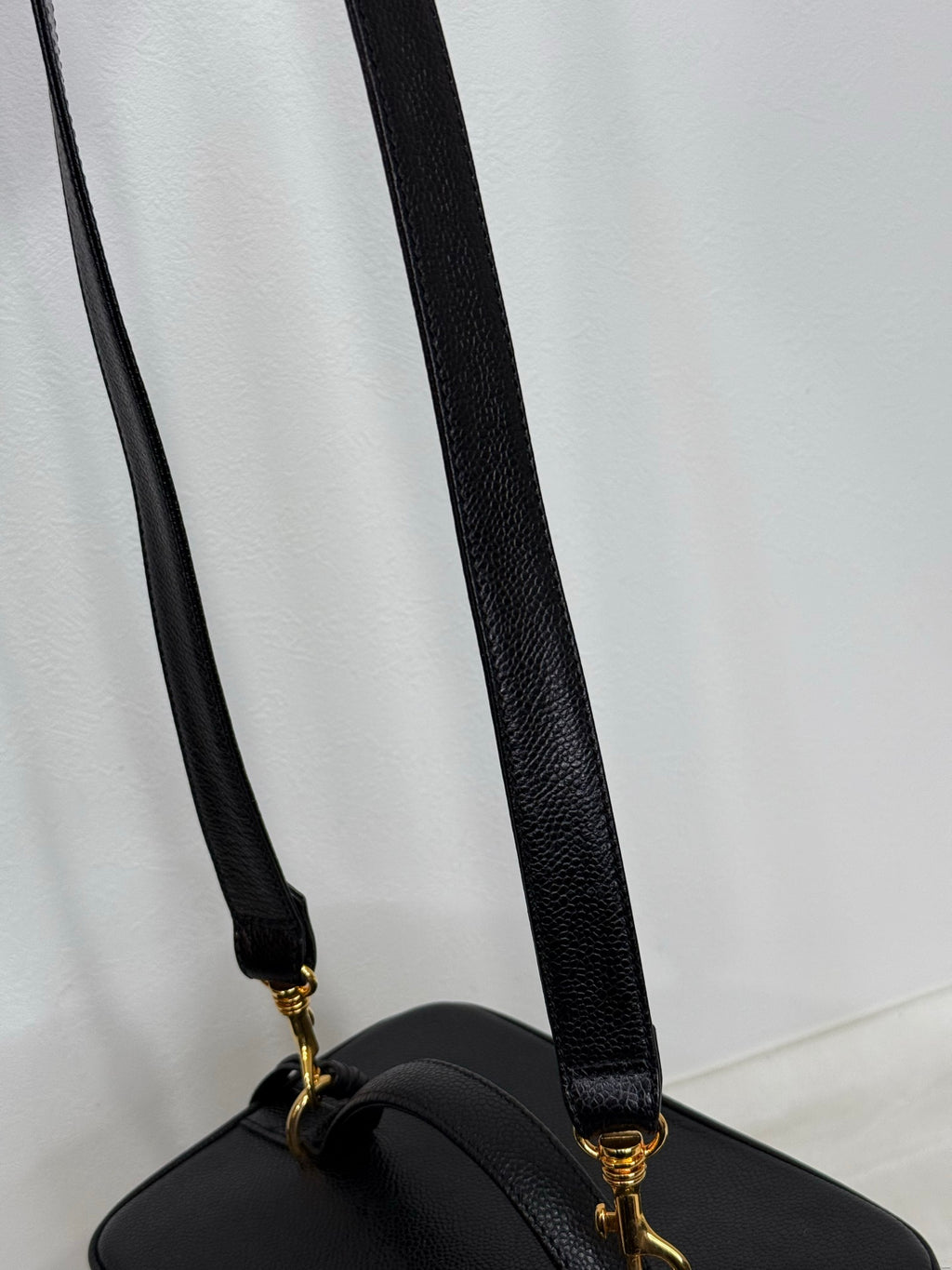 CHANEL CC Logo Vanity 2Way Hand Bag Grained Calfskin Leather BK GHW VTG