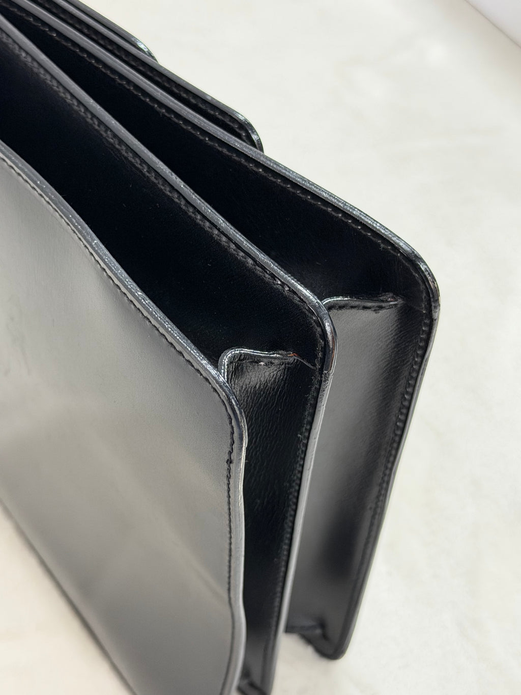 Celine Leather Top Handle Handbag Gancini Made in Italy Black