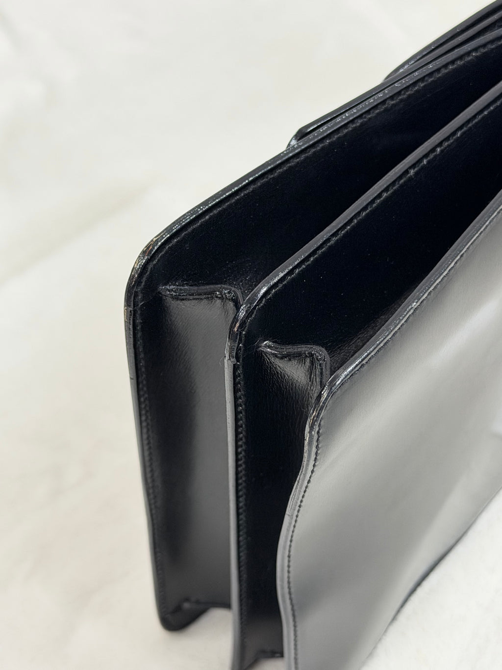 Celine Leather Top Handle Handbag Gancini Made in Italy Black