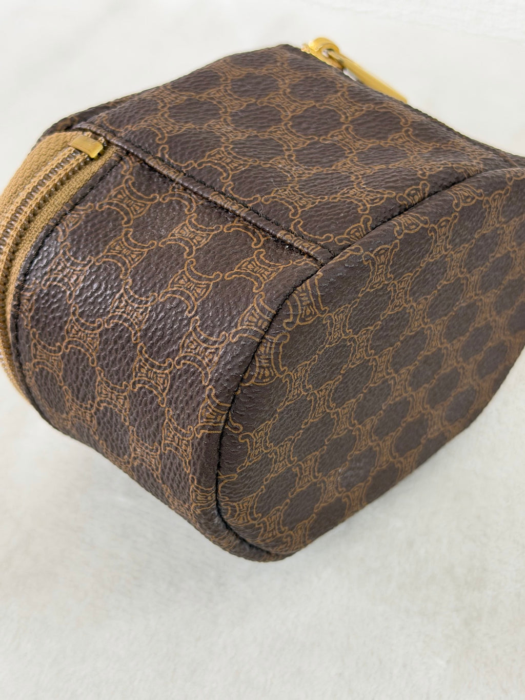 CELINE Macadam Round Vanity Bag - Brown