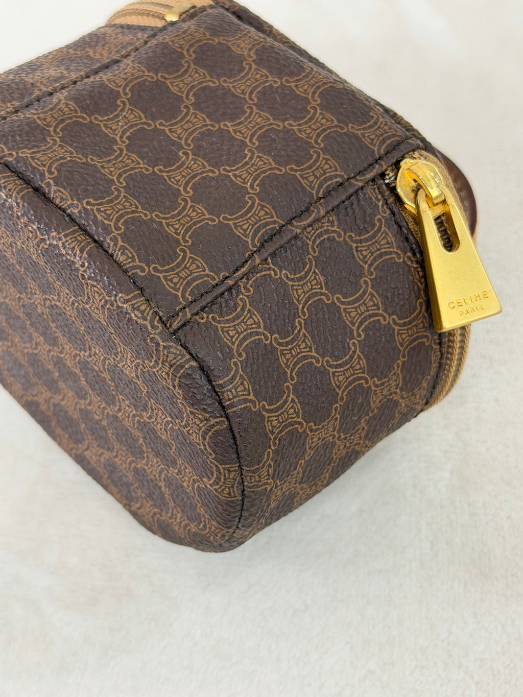 CELINE Macadam Round Vanity Bag - Brown