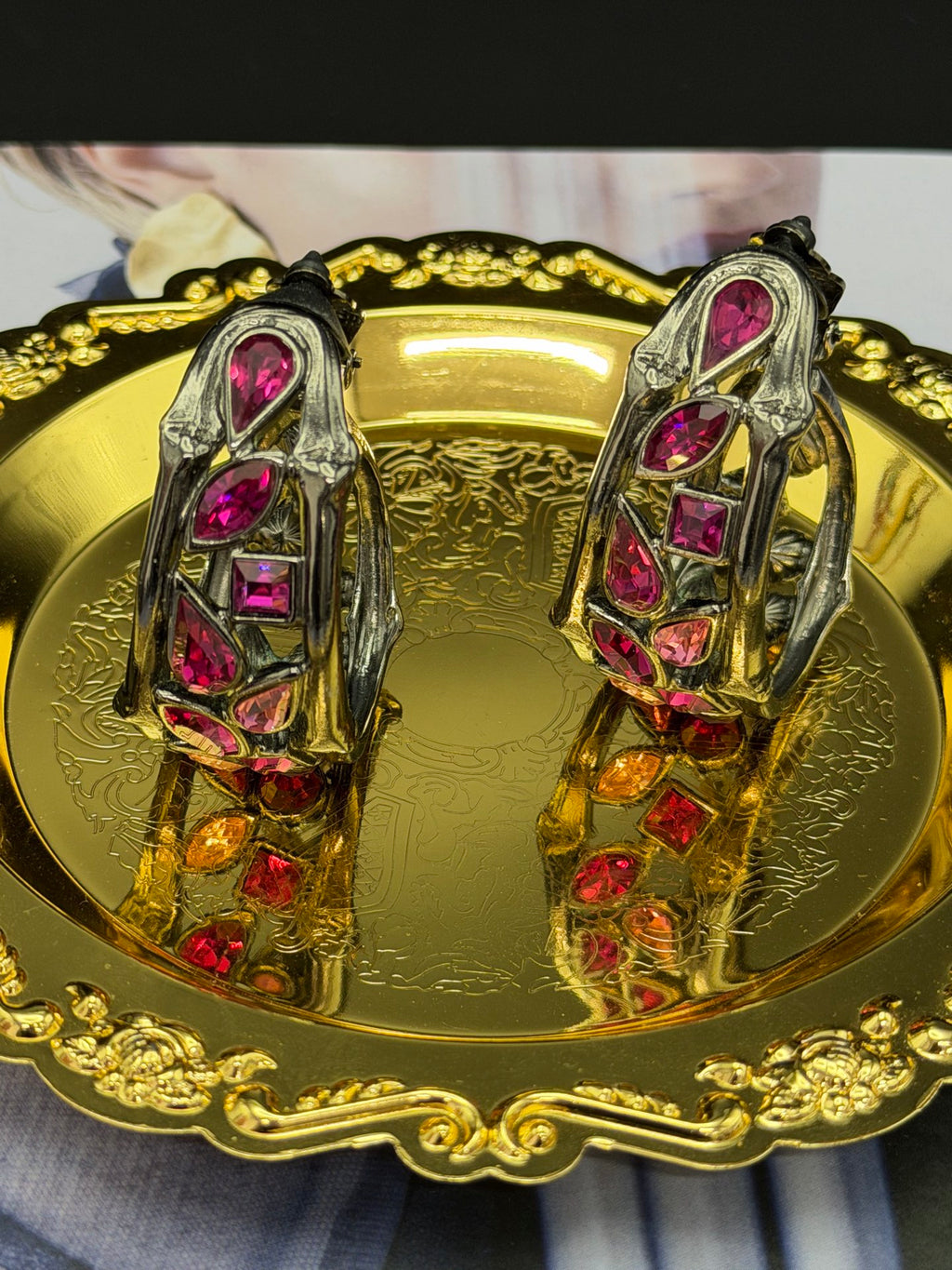 YSL Rhinestone Clip-On Earrings