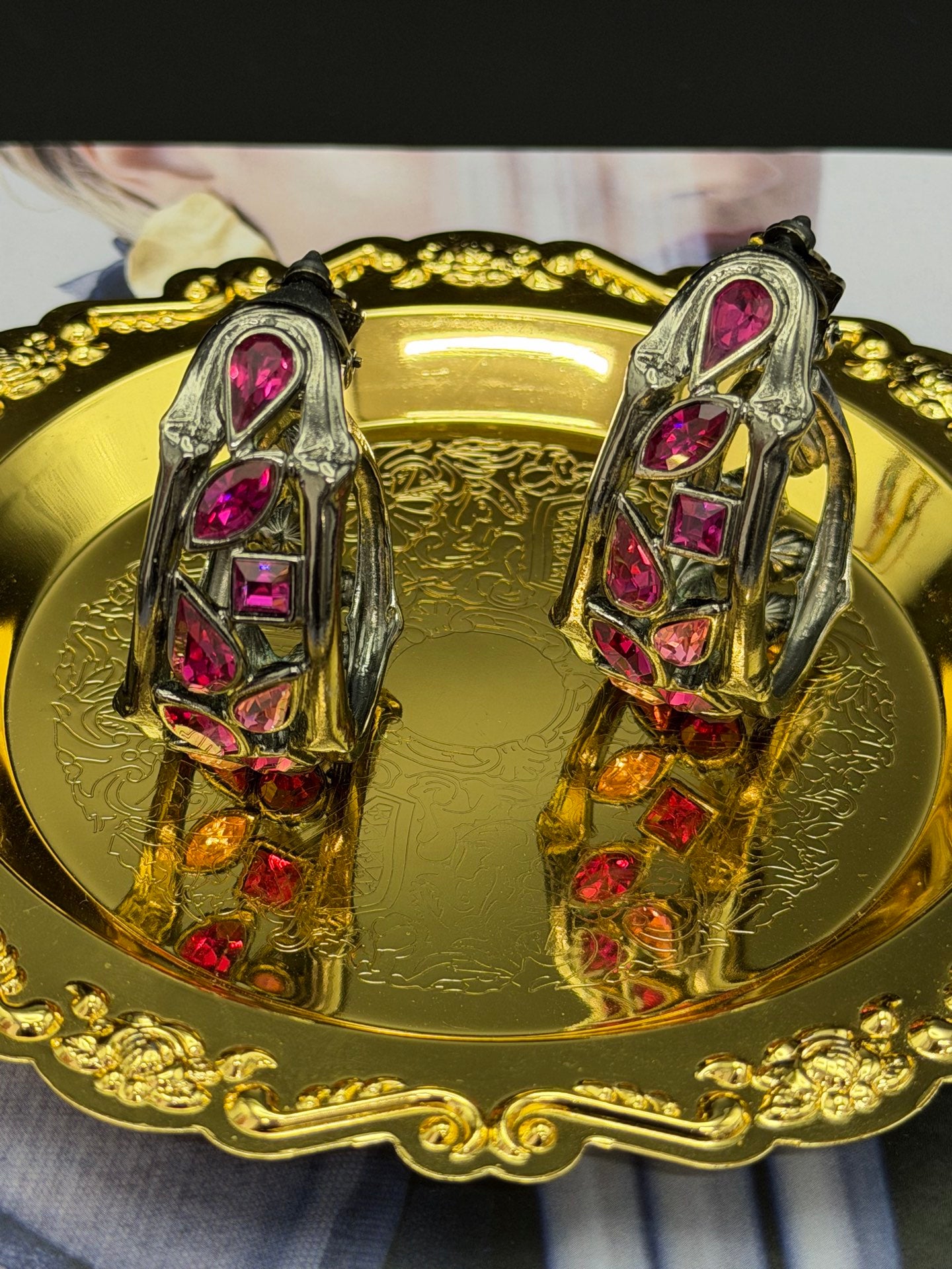 YSL Rhinestone Clip-On Earrings