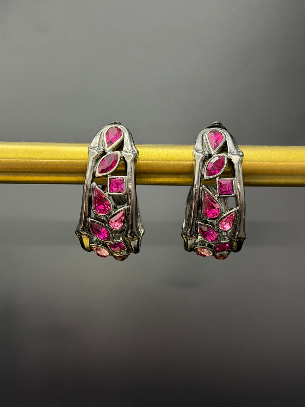 YSL Rhinestone Clip-On Earrings