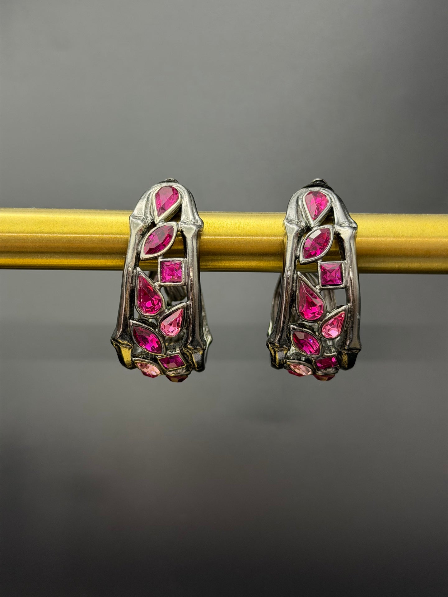 YSL Rhinestone Clip-On Earrings