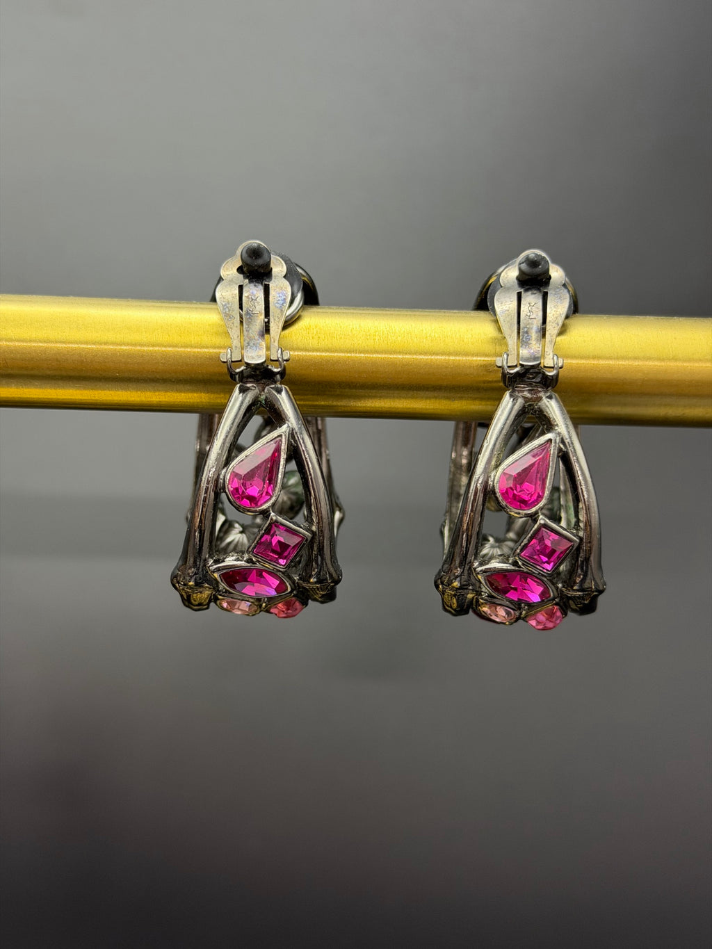 YSL Rhinestone Clip-On Earrings