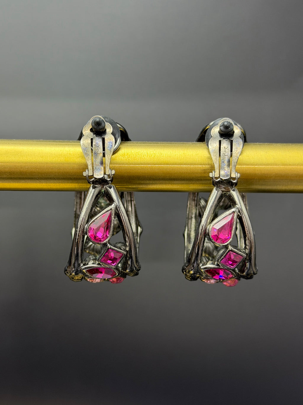 YSL Rhinestone Clip-On Earrings