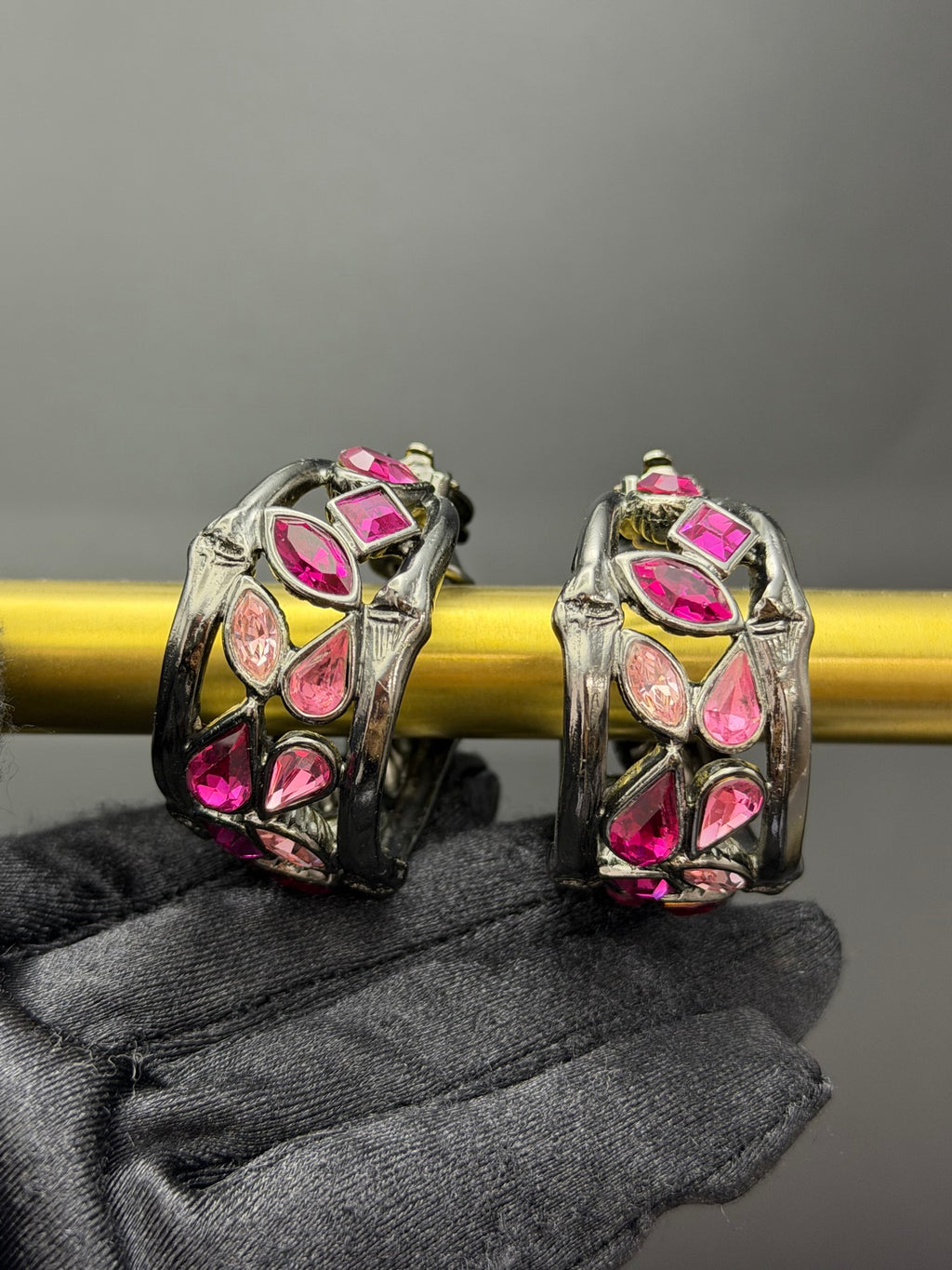 YSL Rhinestone Clip-On Earrings